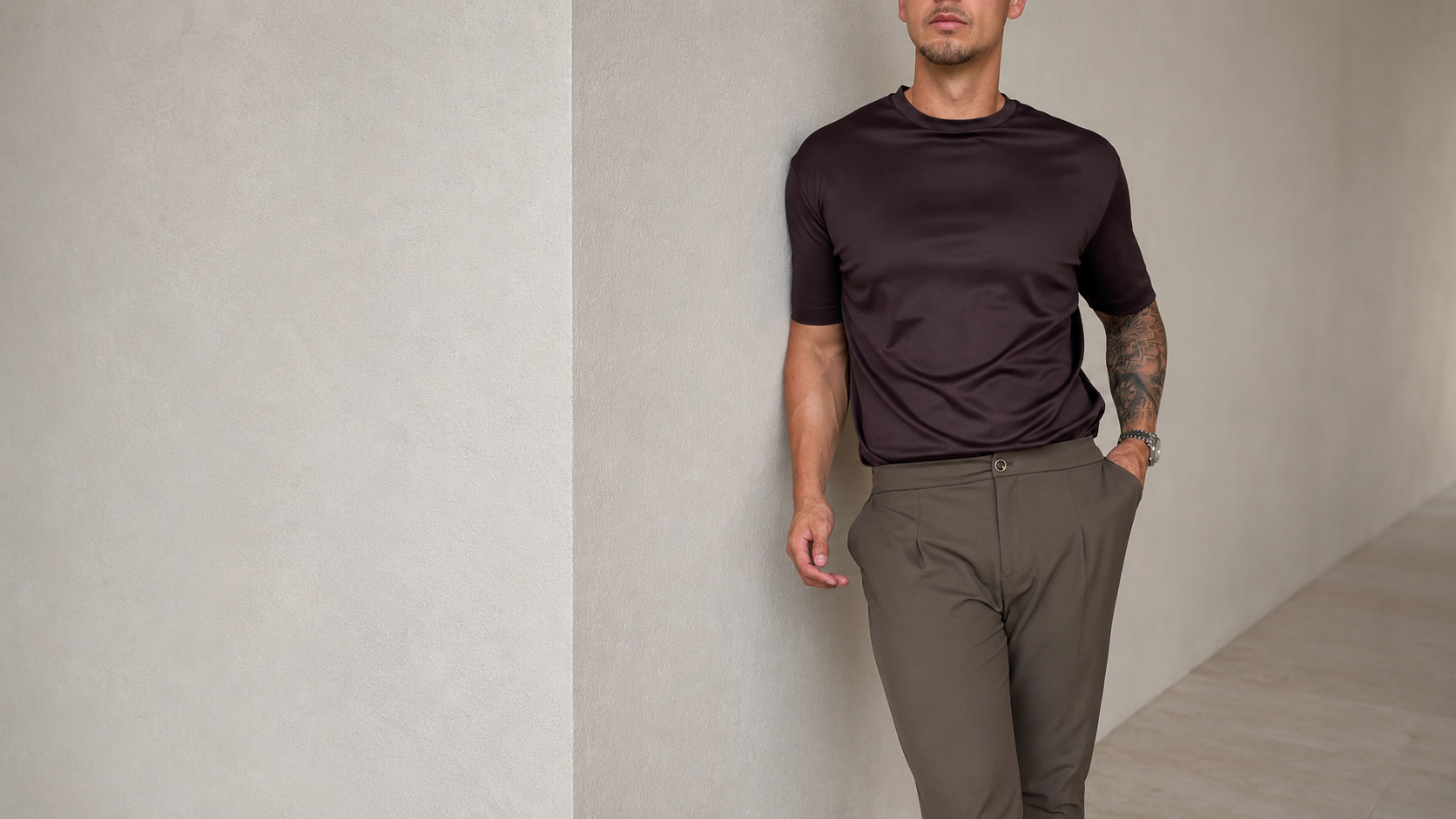 Les Brutes luxury t-shirt premium mercerised supima cotton in dark red brown