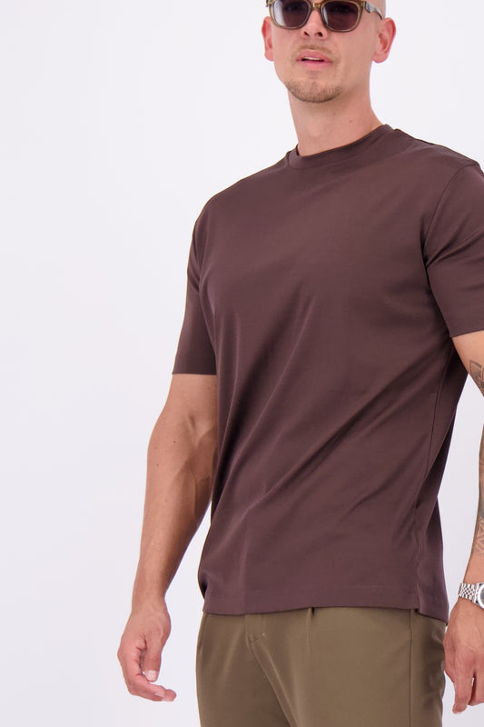 Les Brutes mercerised t-shirt copper red glans tshirt donkerrood bordeaux burgundy