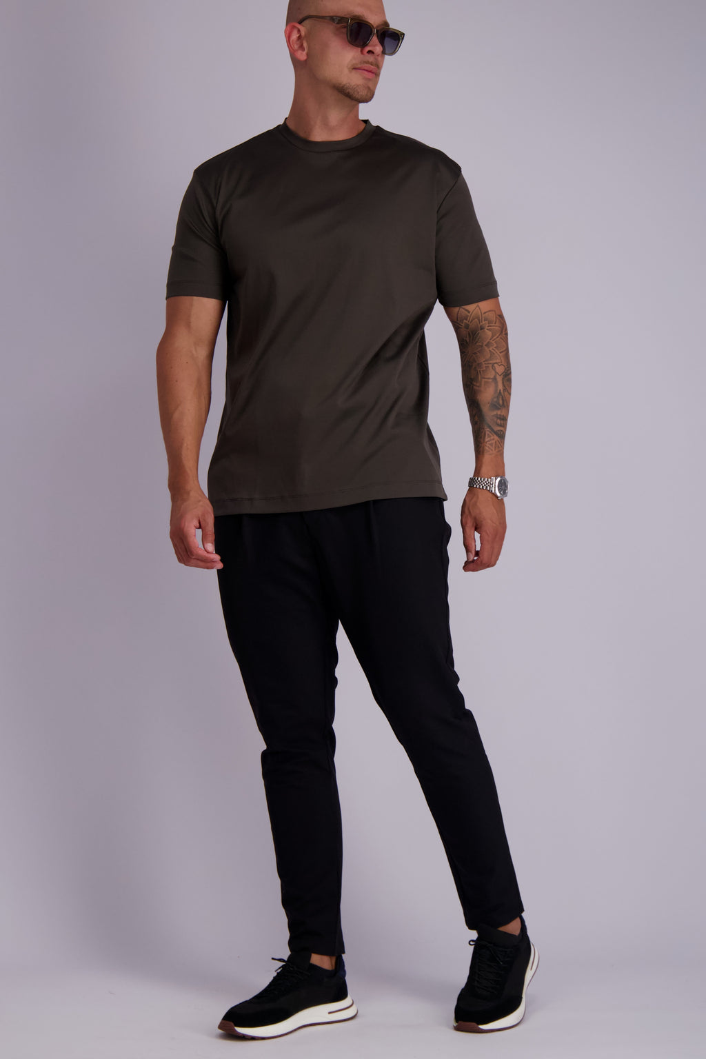 Les Brutes mercerised t-shirt donkergroen glans t-shirt