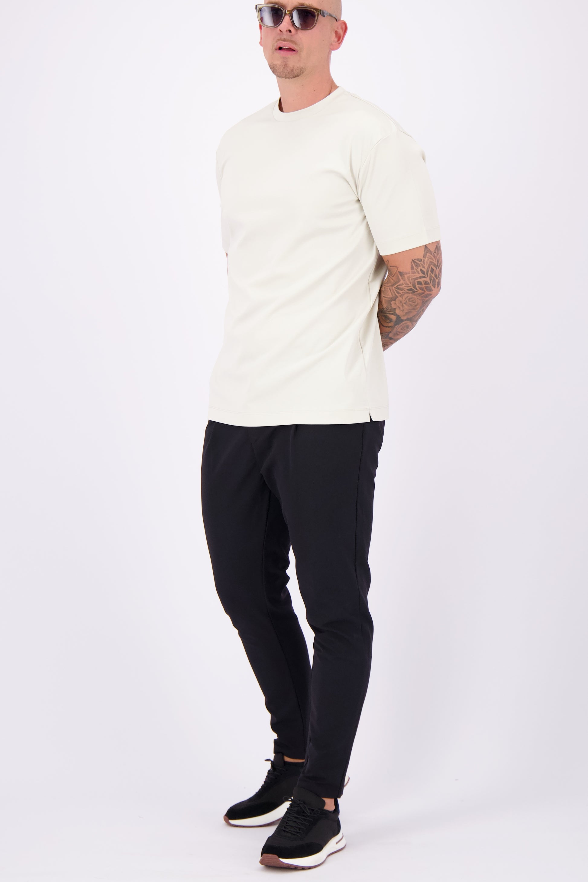 Mercerised tshirt pearl white beige creme glans t-shirt 