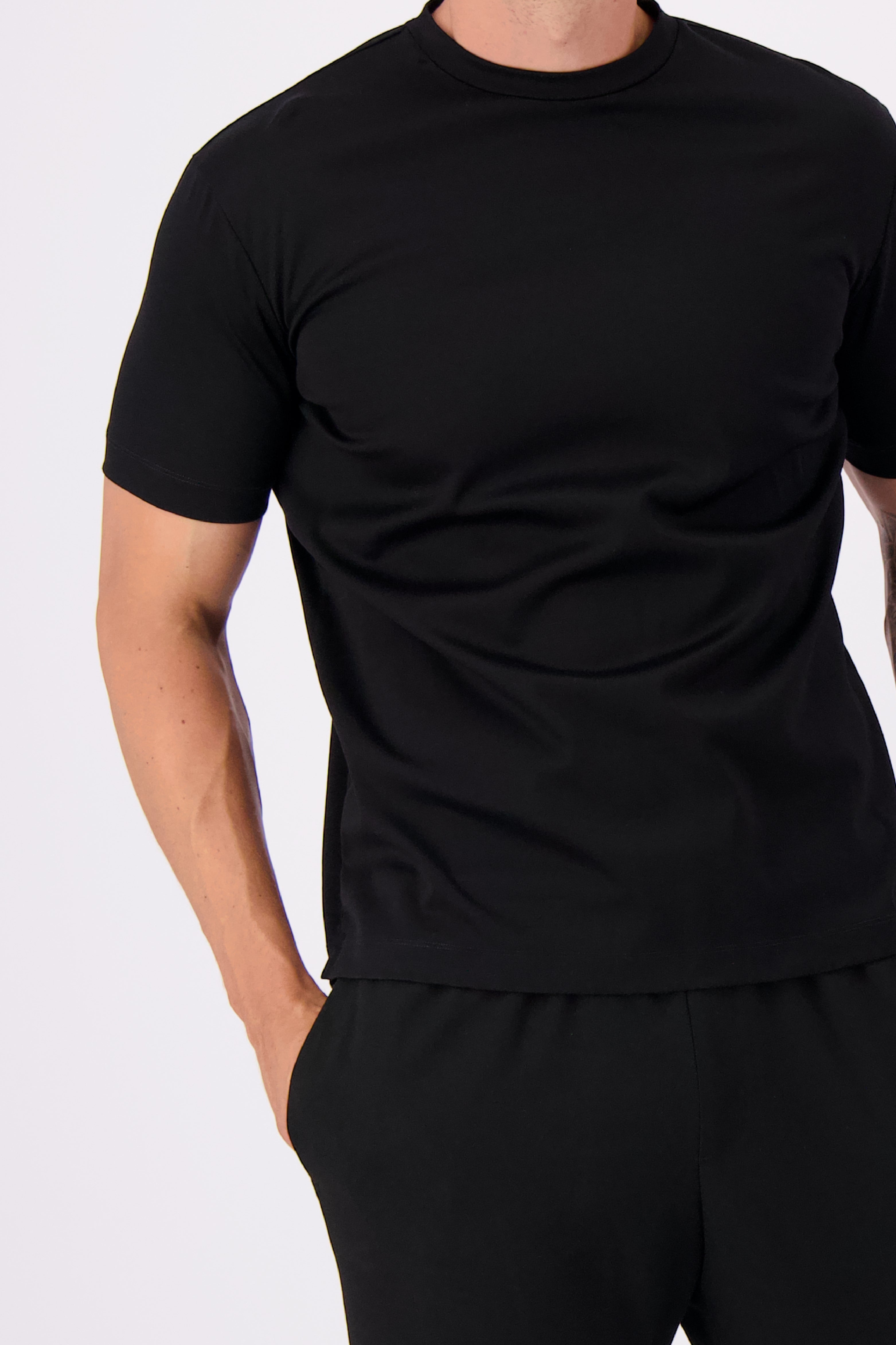 Les Brutes mercerised tshirt black glans t-shirt zwart