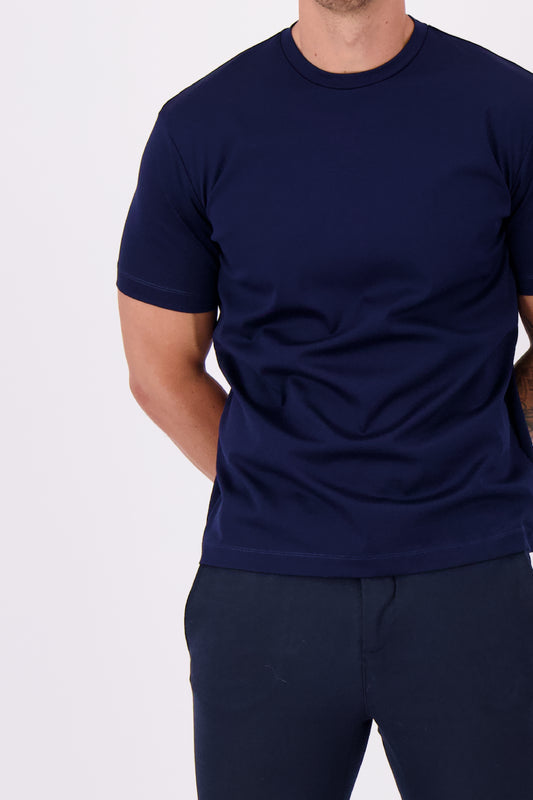 Les Brutes mercerised tshirt navy blue  glans t-shirt blauw koningsblauw donkerblauw