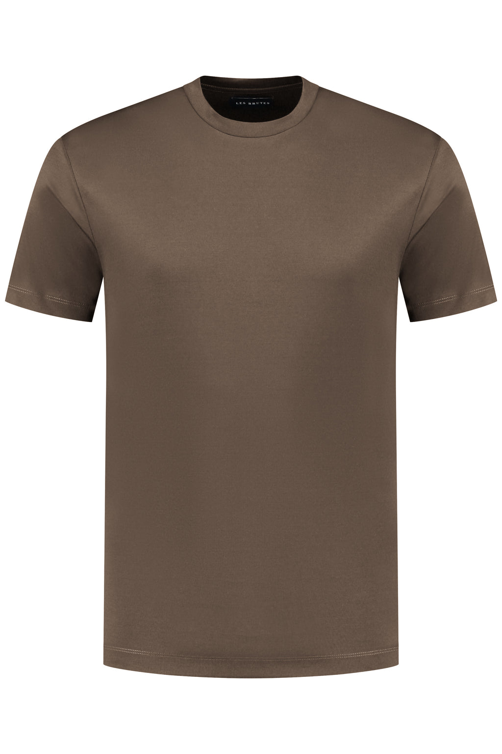 Les Brutes mercerised tshirt coffee brown glans t-shirt bruin