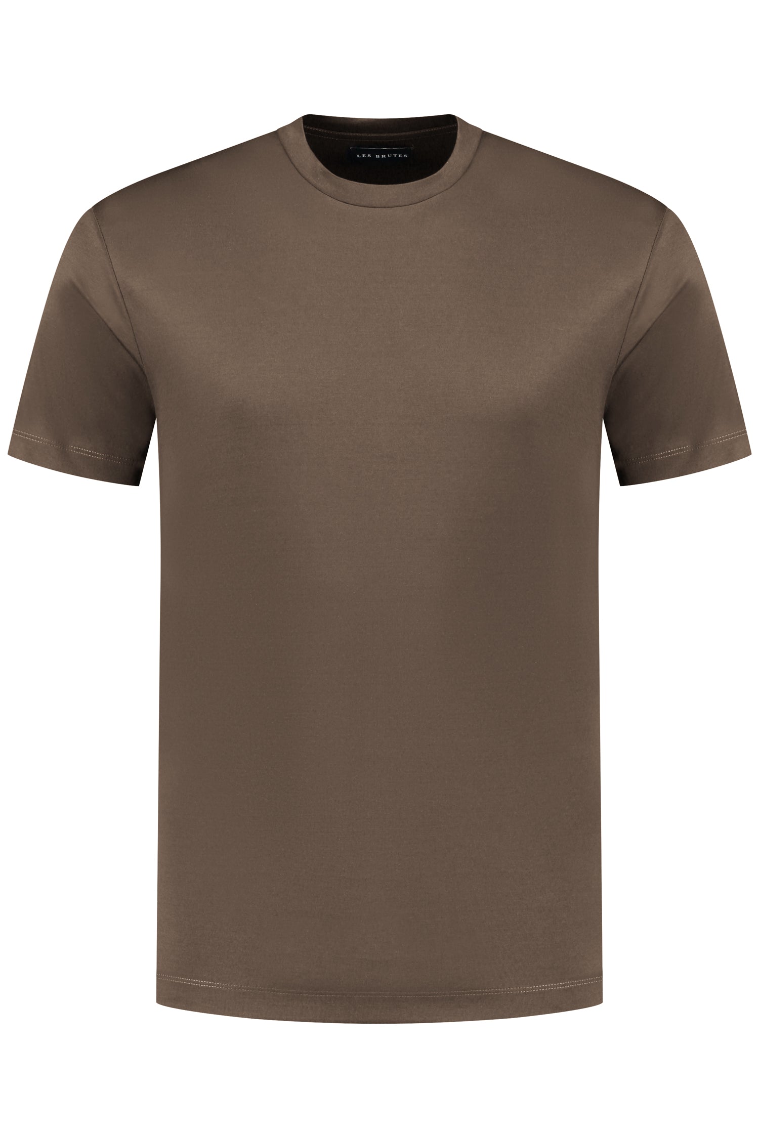 Les Brutes mercerised tshirt coffee brown glans t-shirt bruin