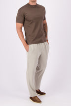Les Brutes mercerised tshirt coffee brown glans t-shirt bruin