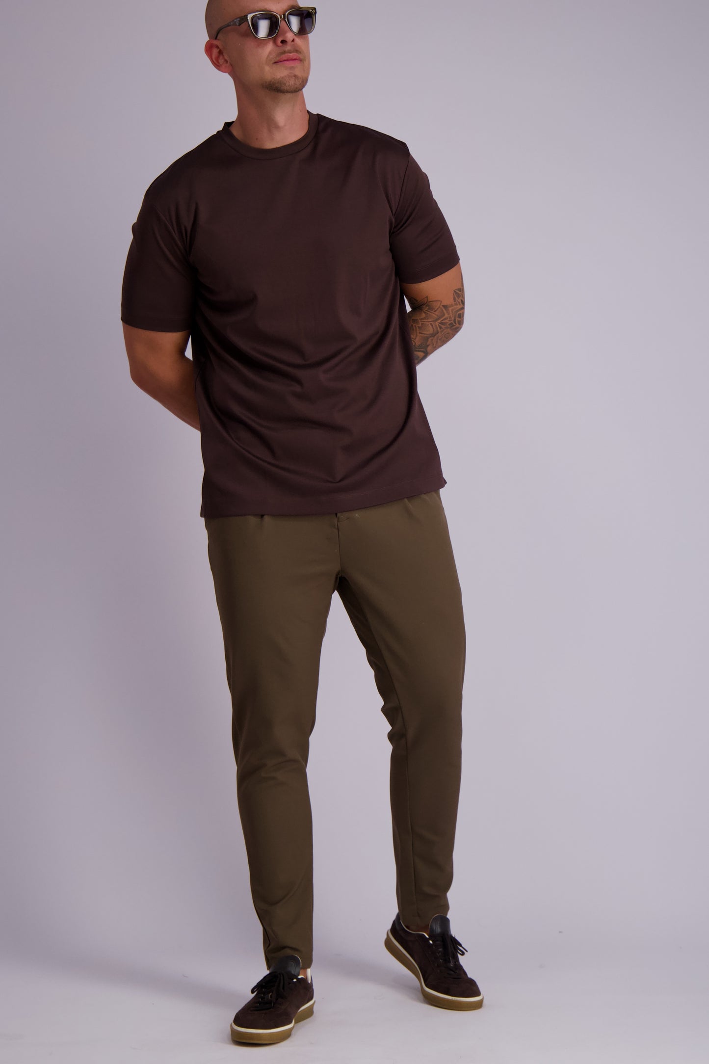 Les Brutes mercerised t-shirt copper red glans tshirt donkerrood bordeaux burgundy