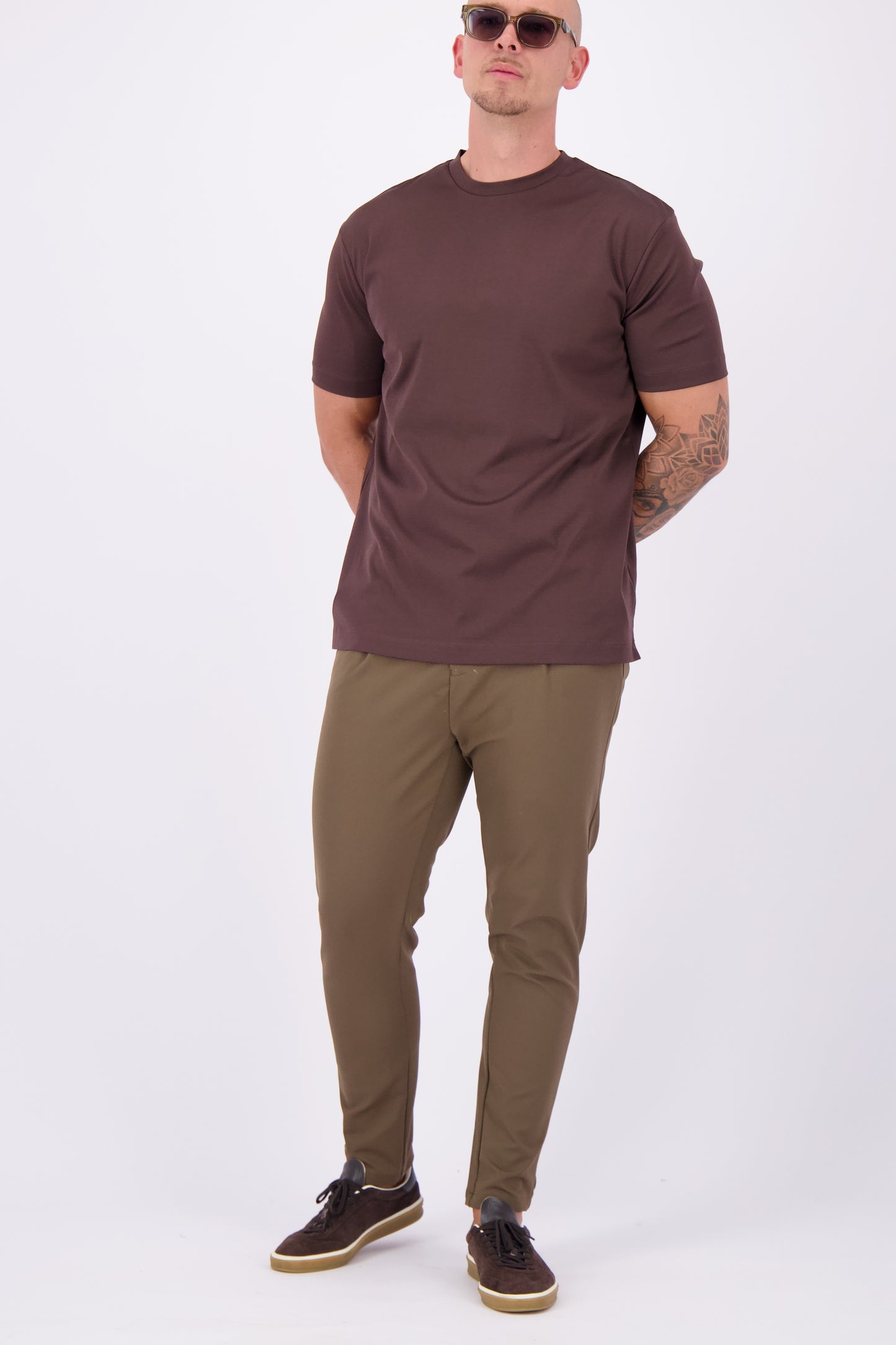 Les Brutes mercerised t-shirt copper red glans tshirt donkerrood bordeaux burgundy
