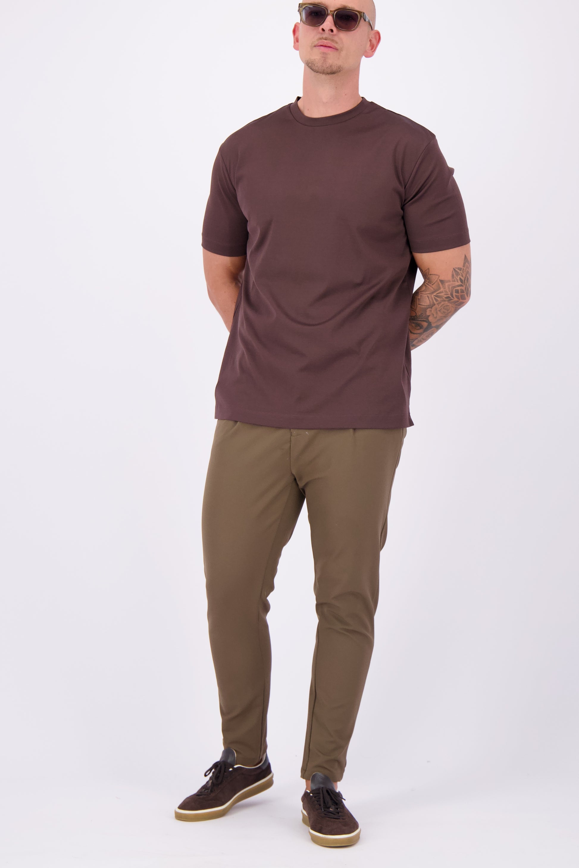 Les Brutes mercerised t-shirt copper red glans tshirt donkerrood bordeaux burgundy