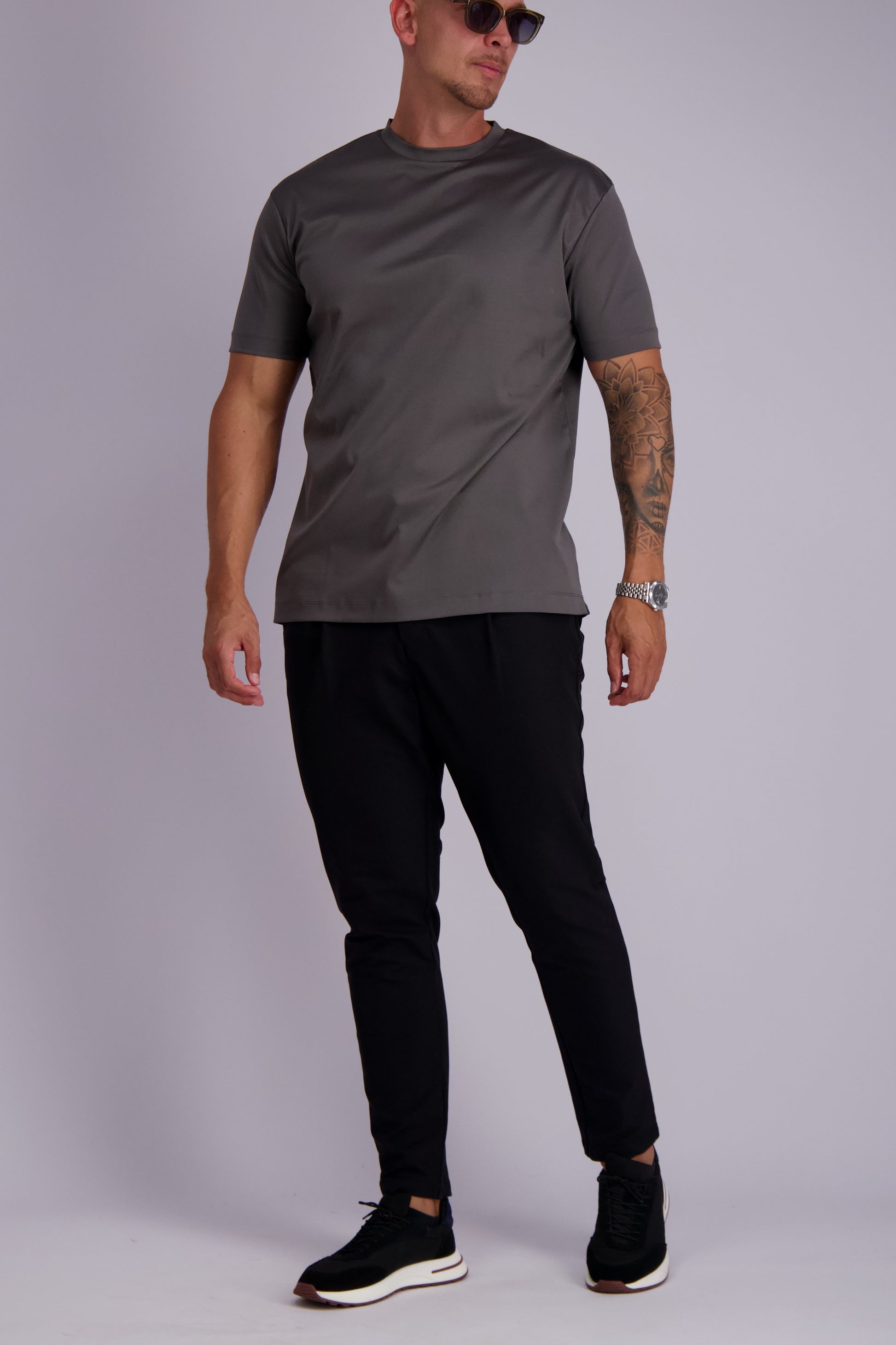 Les Brutes mercerised tshirt grey glans t-shirt grijs donker grijs