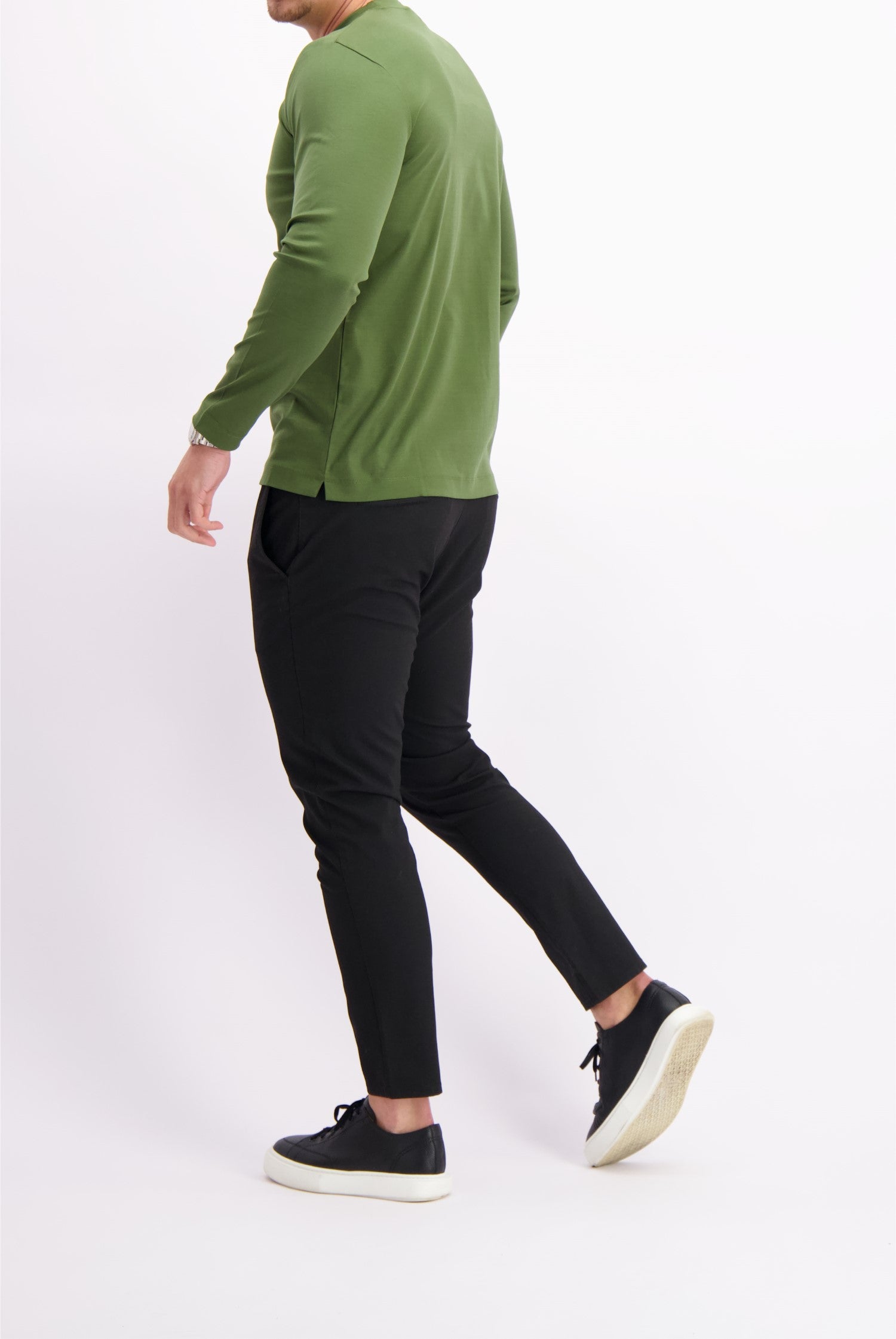 Les Brutes t-shirt longsleeve green tshirt lange mouw groen mercerised