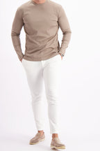 Les Brutes t-shirt longsleeve taupe tshirt lange mouw taupe mercerised