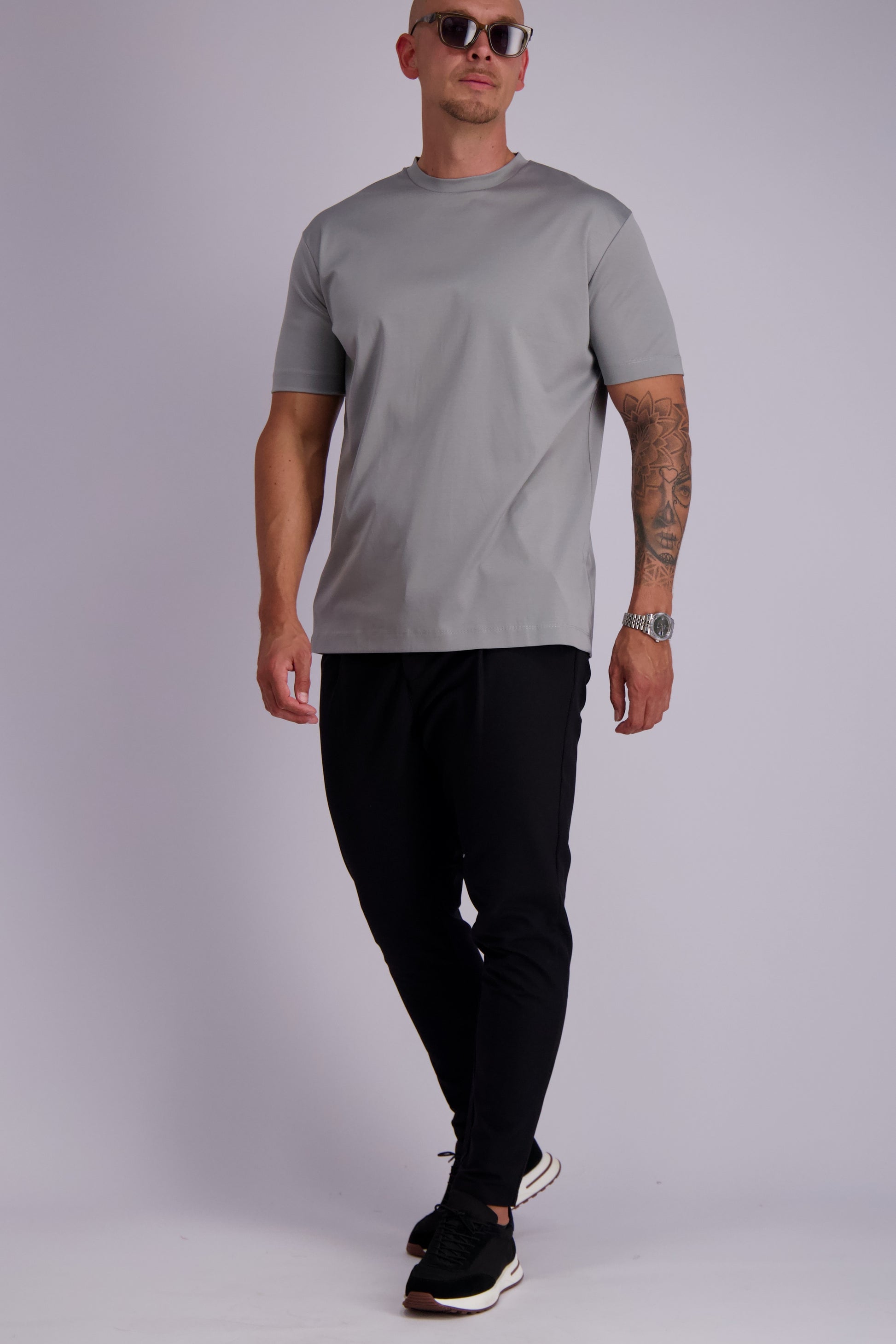 Les Brutes mercerised tshirt light grey glans tshirt lichtgrijs