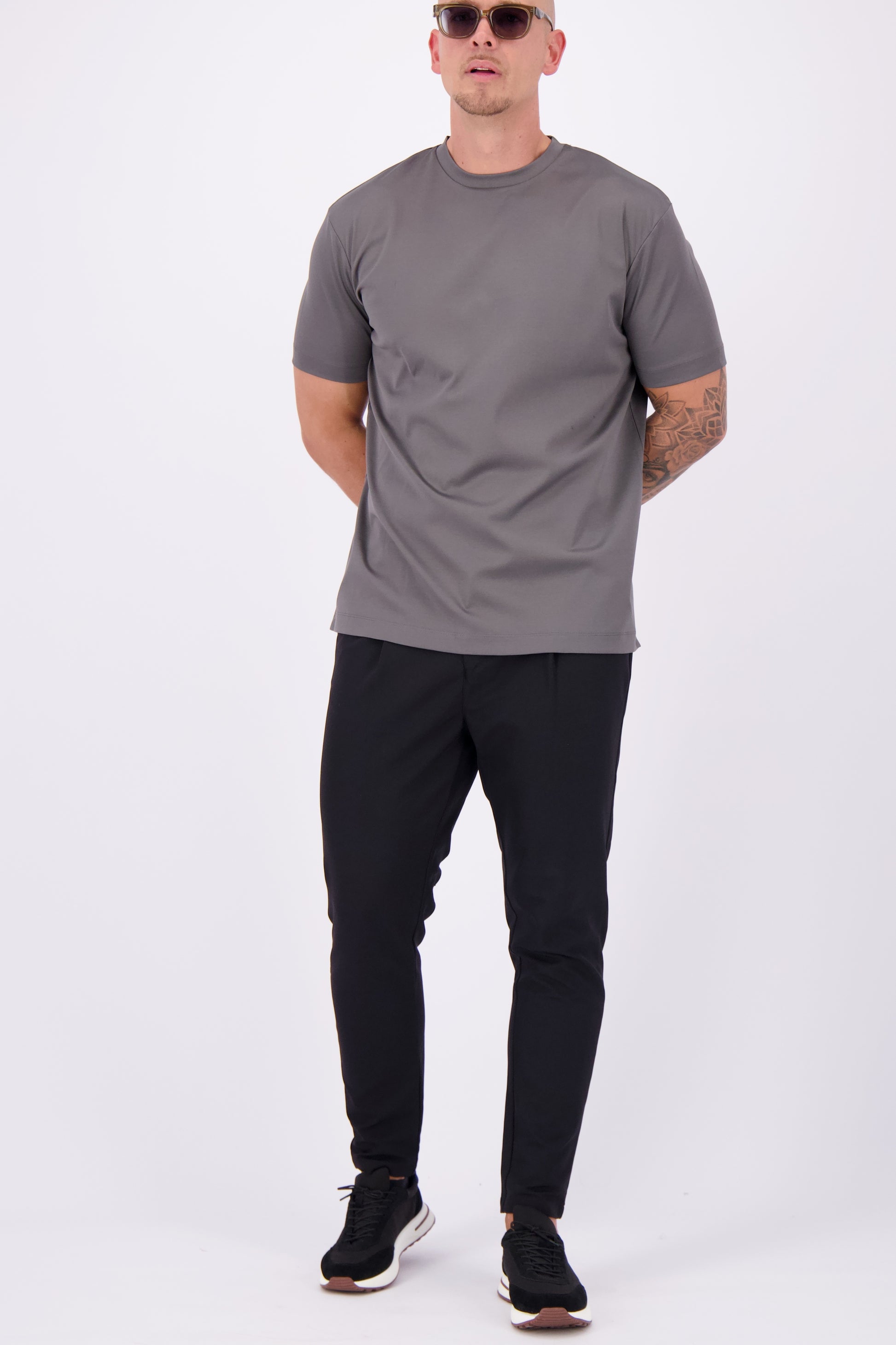 Les Brutes mercerised tshirt grey glans t-shirt grijs donker grijs