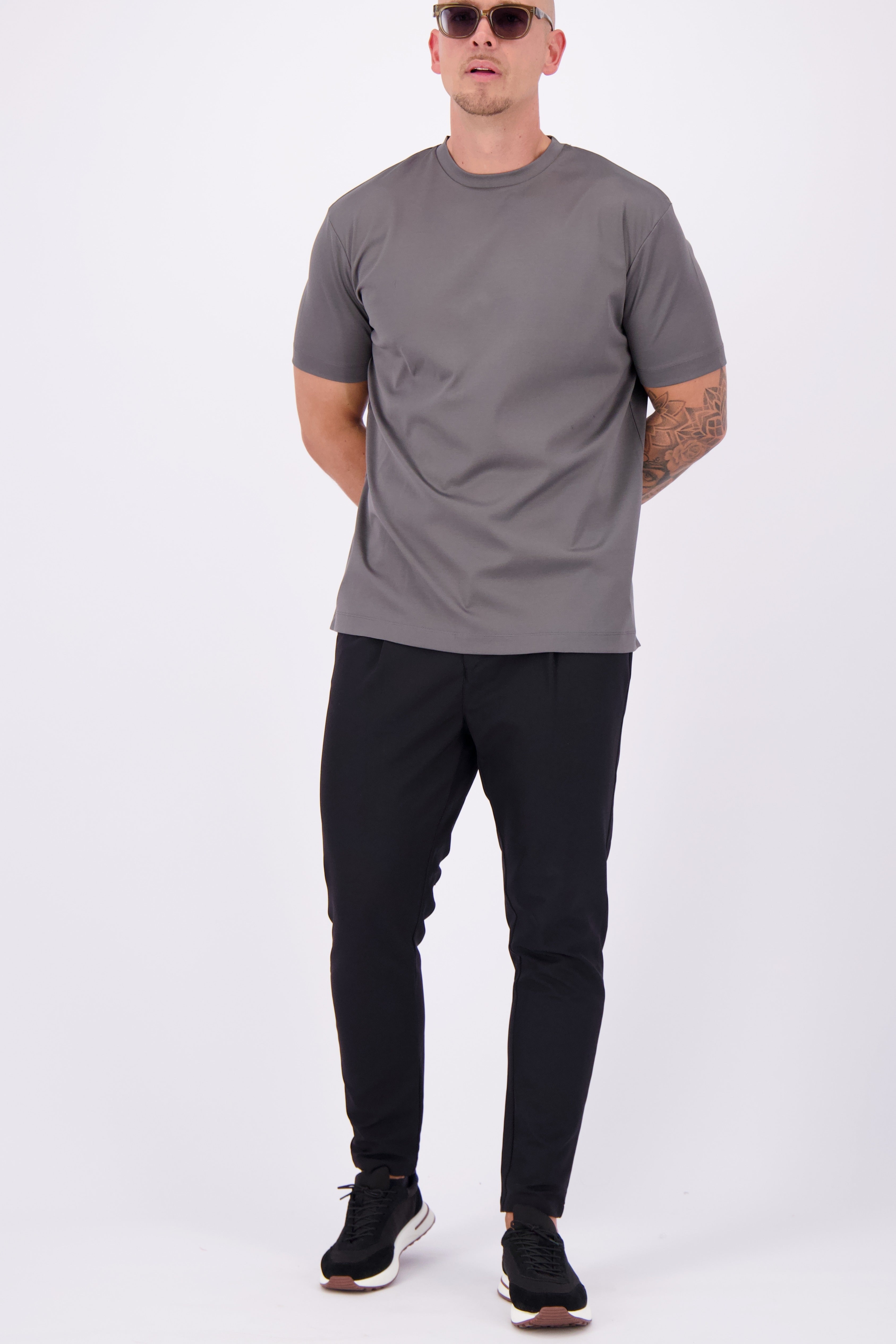 Les Brutes mercerised tshirt grey glans t-shirt grijs donker grijs
