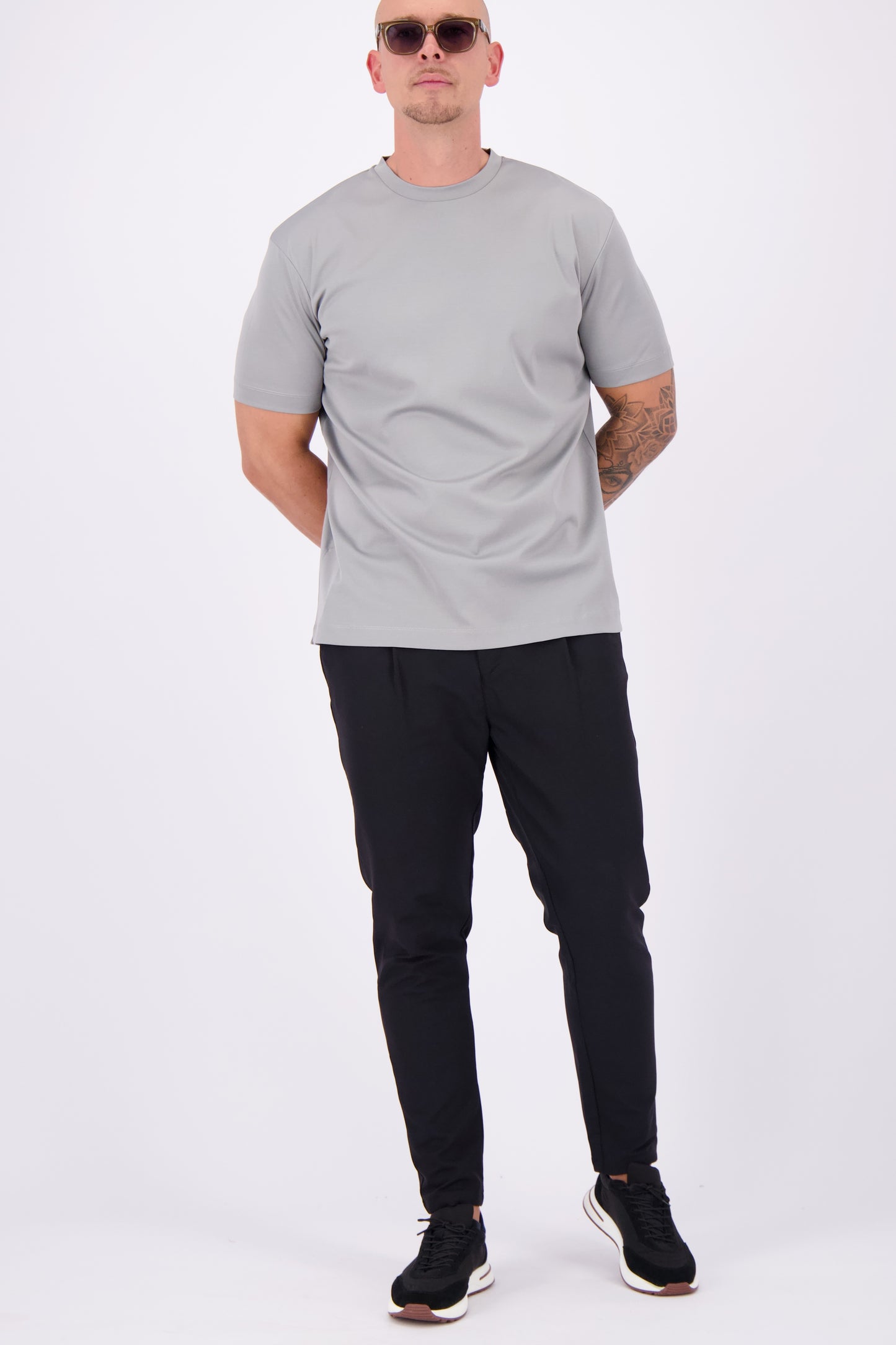 Les Brutes mercerised tshirt light grey glans tshirt lichtgrijs