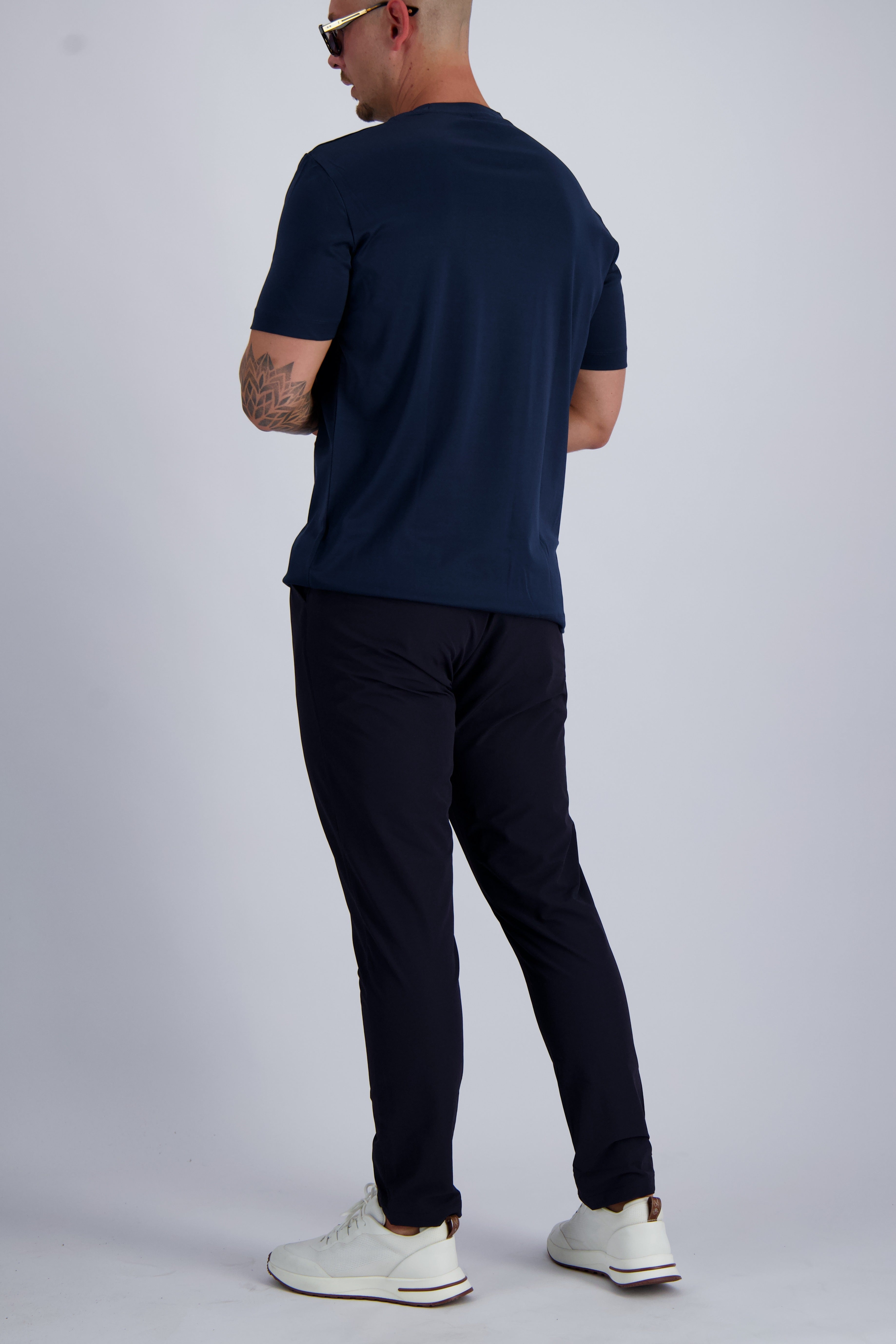Les Brutes mercerised tshirt Navy blue glans t-shirt donkerblauw marine blauw