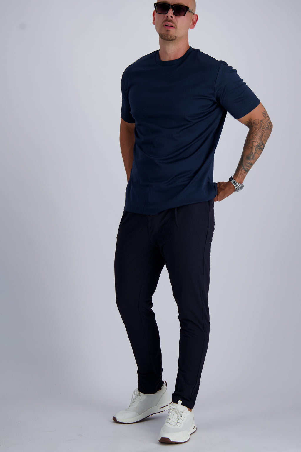 Les Brutes mercerised tshirt Navy blue glans t-shirt donkerblauw marine blauw