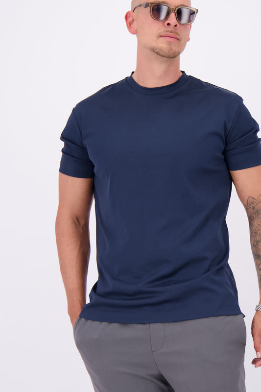 Les Brutes mercerised tshirt Navy blue glans t-shirt donkerblauw marine blauw