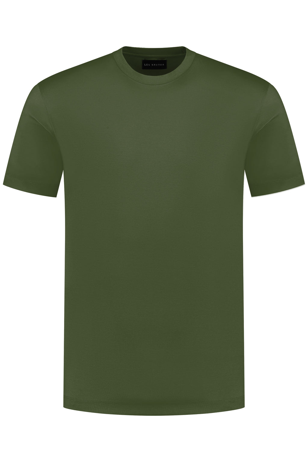 Les Brutes mercerised tshirt olive green army glans t-shirt groen