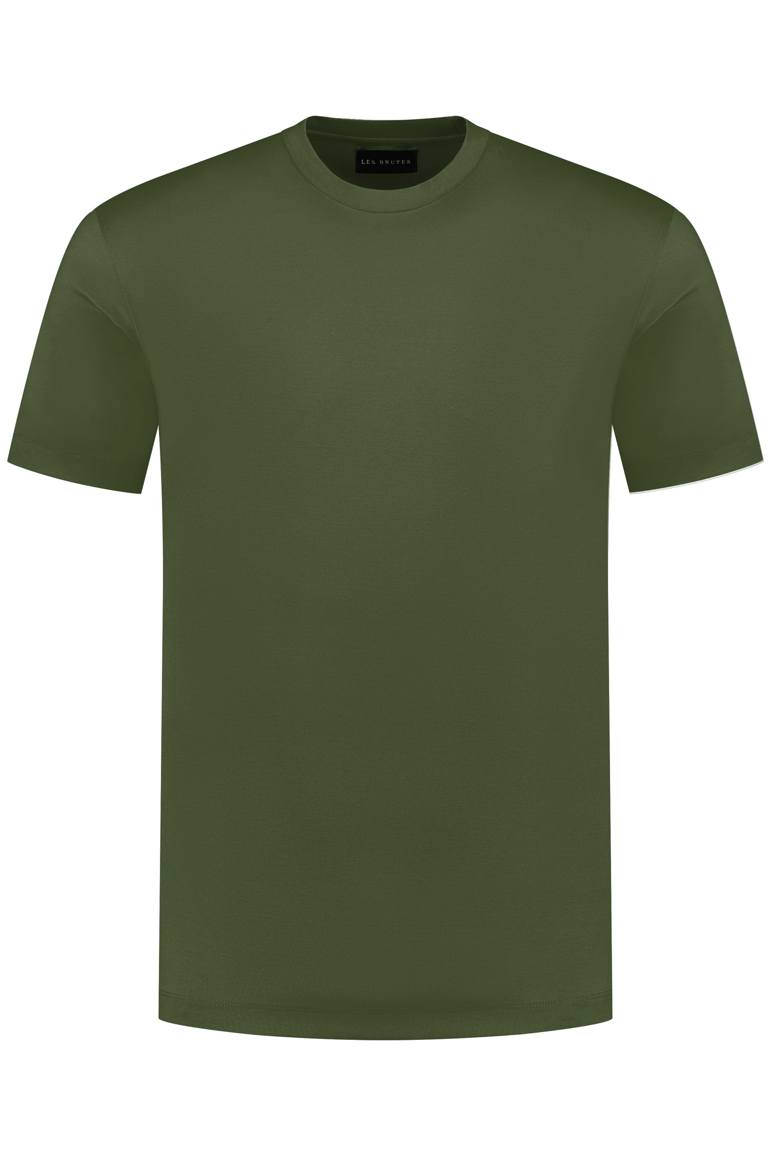 Les Brutes mercerised tshirt olive green army glans t-shirt groen