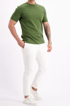 Les Brutes mercerised tshirt olive green army glans t-shirt groen