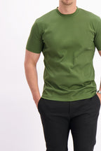 Les Brutes mercerised tshirt olive green army glans t-shirt groen