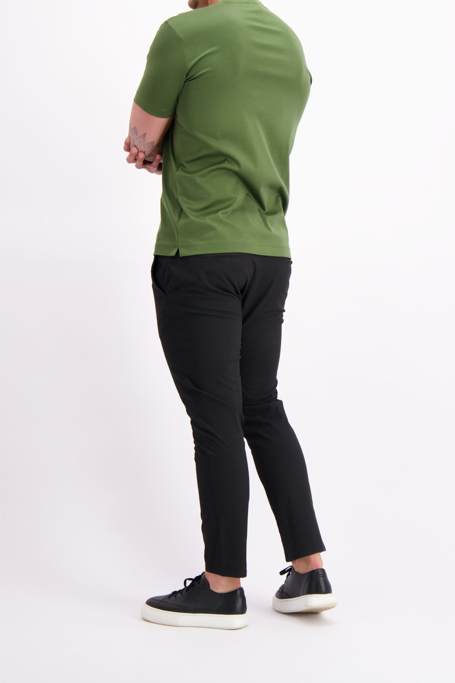 Les Brutes mercerised tshirt olive green army glans t-shirt groen