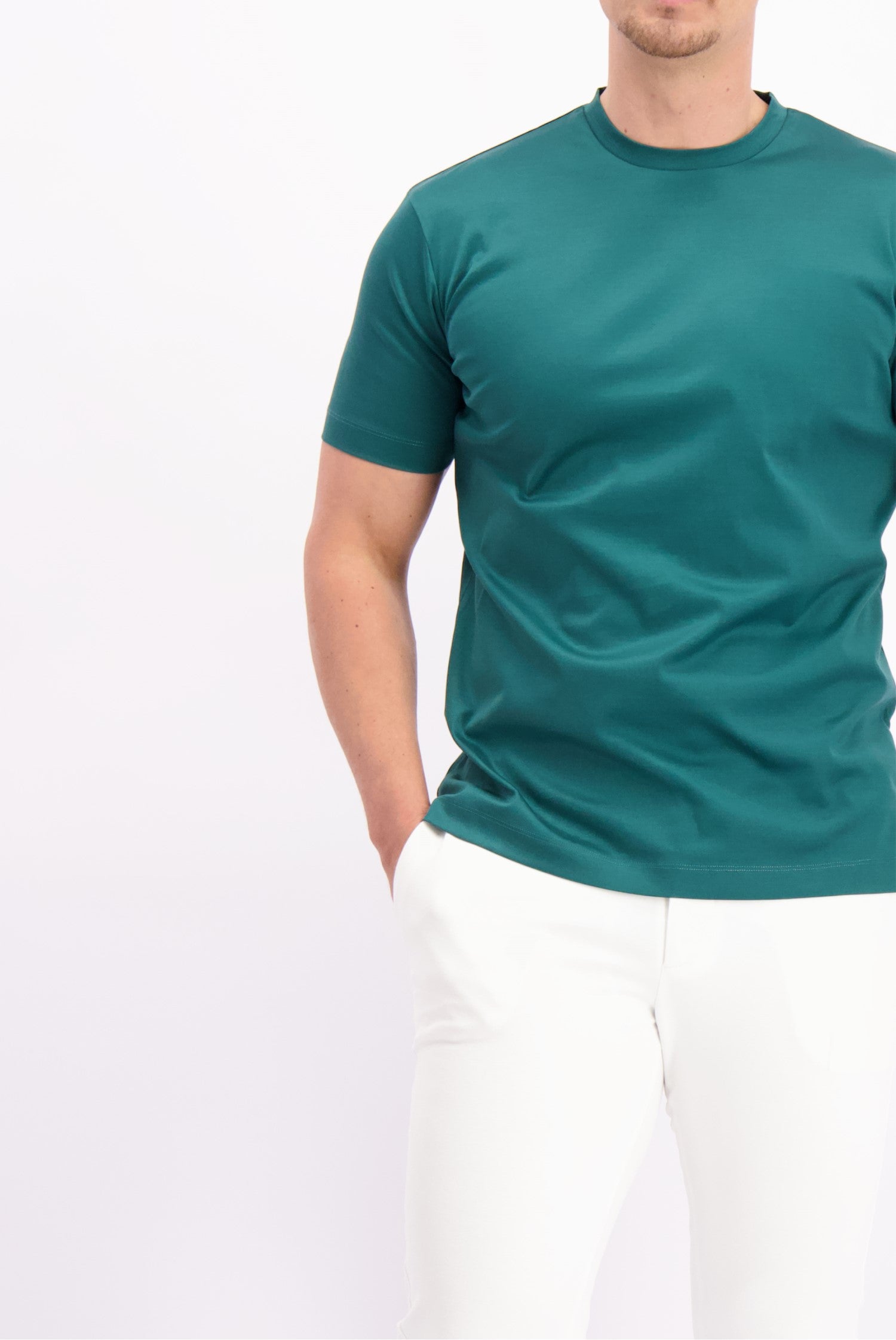 Les Brutes mercerised tshirt petrol glans t-shirt groen 