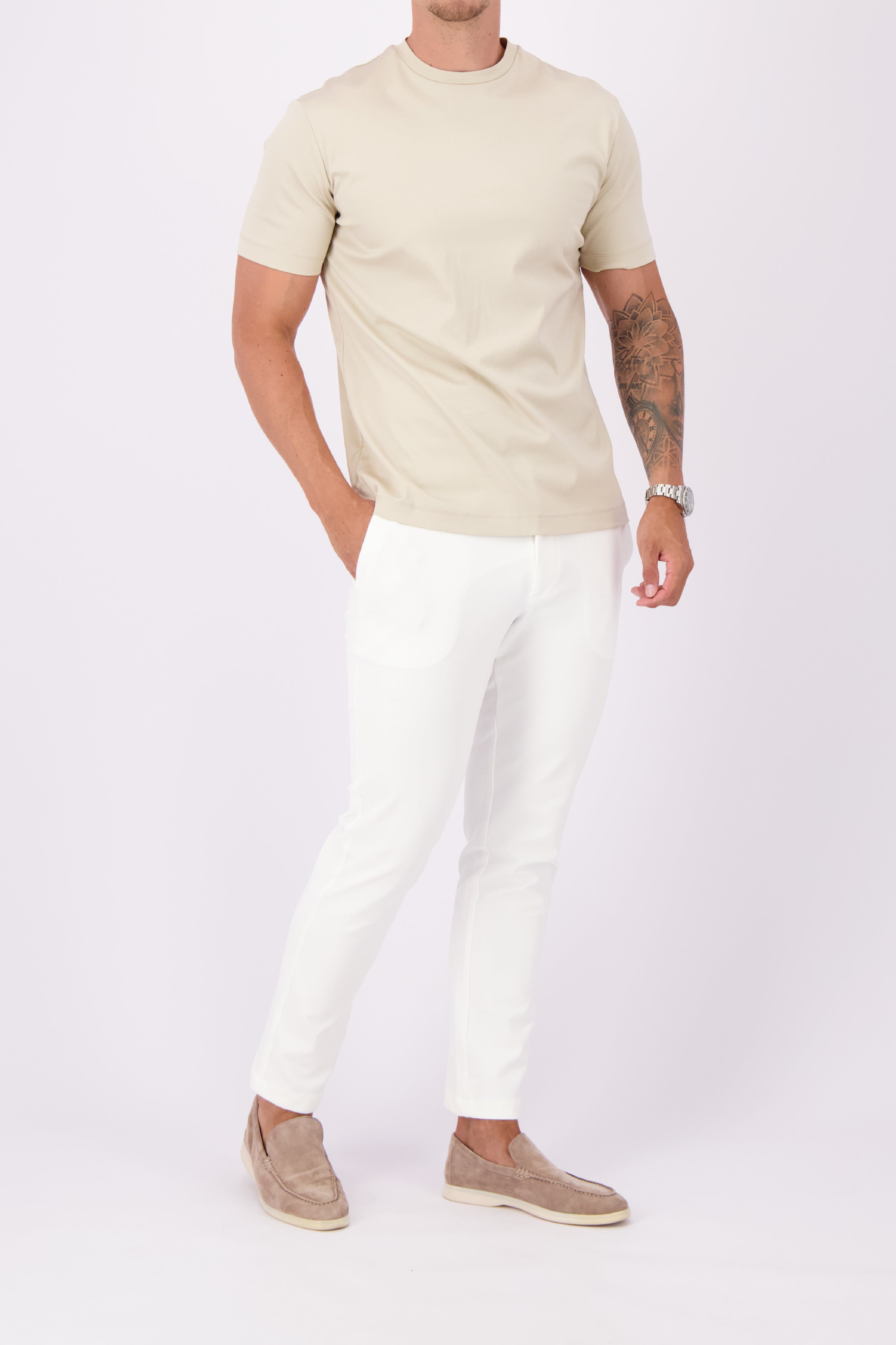 Les Brutes mercerised tshirt sand creme beige glans t-shirt creme beige