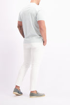 Tshirt mercerised blue lightblue summer tshirt zomers glans tshirt lichtblauw wit mercerised