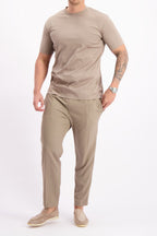 Les Brutes mercerised tshirt taupe glans t-shirt taupe beige