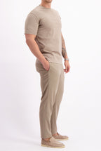 Les Brutes mercerised tshirt taupe glans t-shirt taupe beige