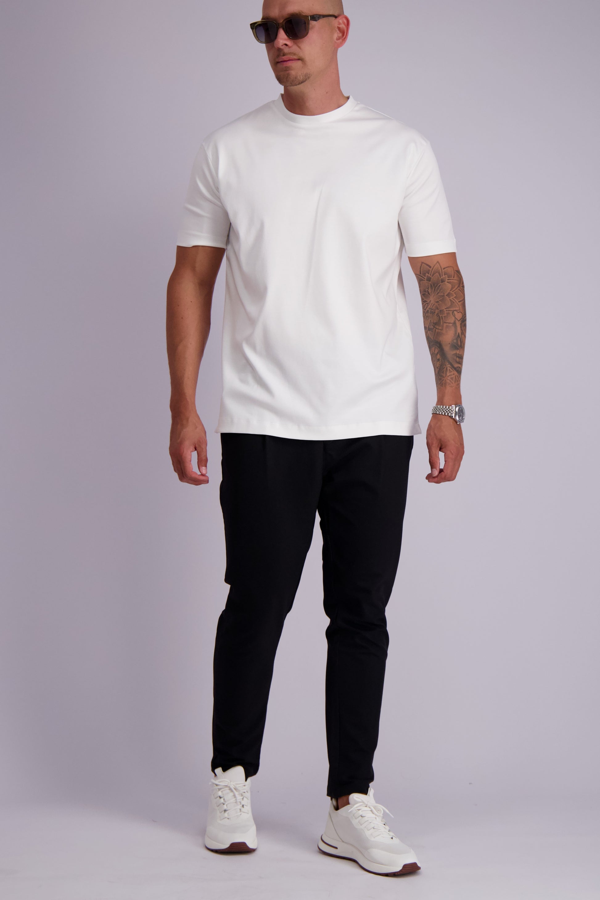 Mercerised tshirt glans tshirt wit white