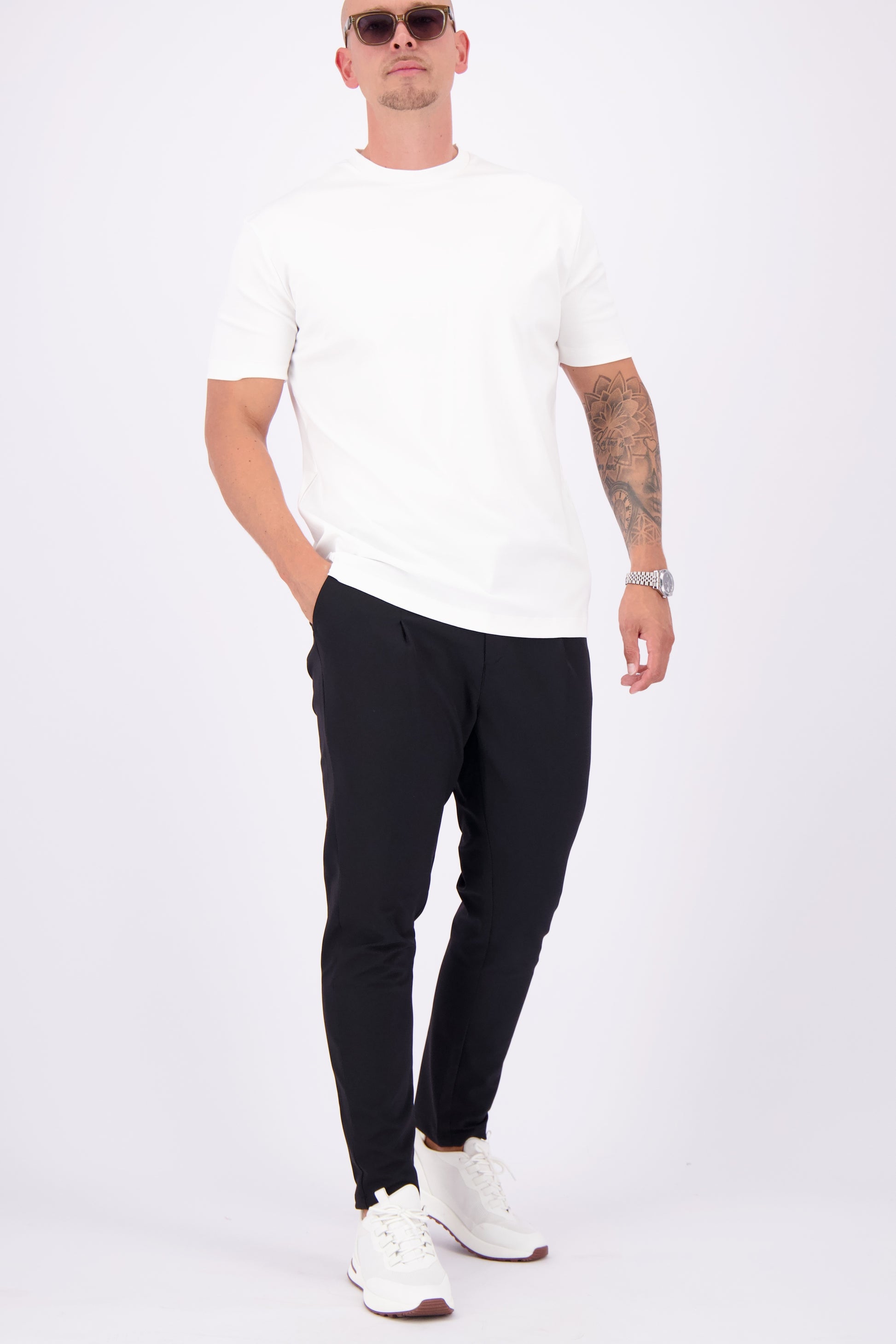 Mercerised tshirt glans tshirt wit white