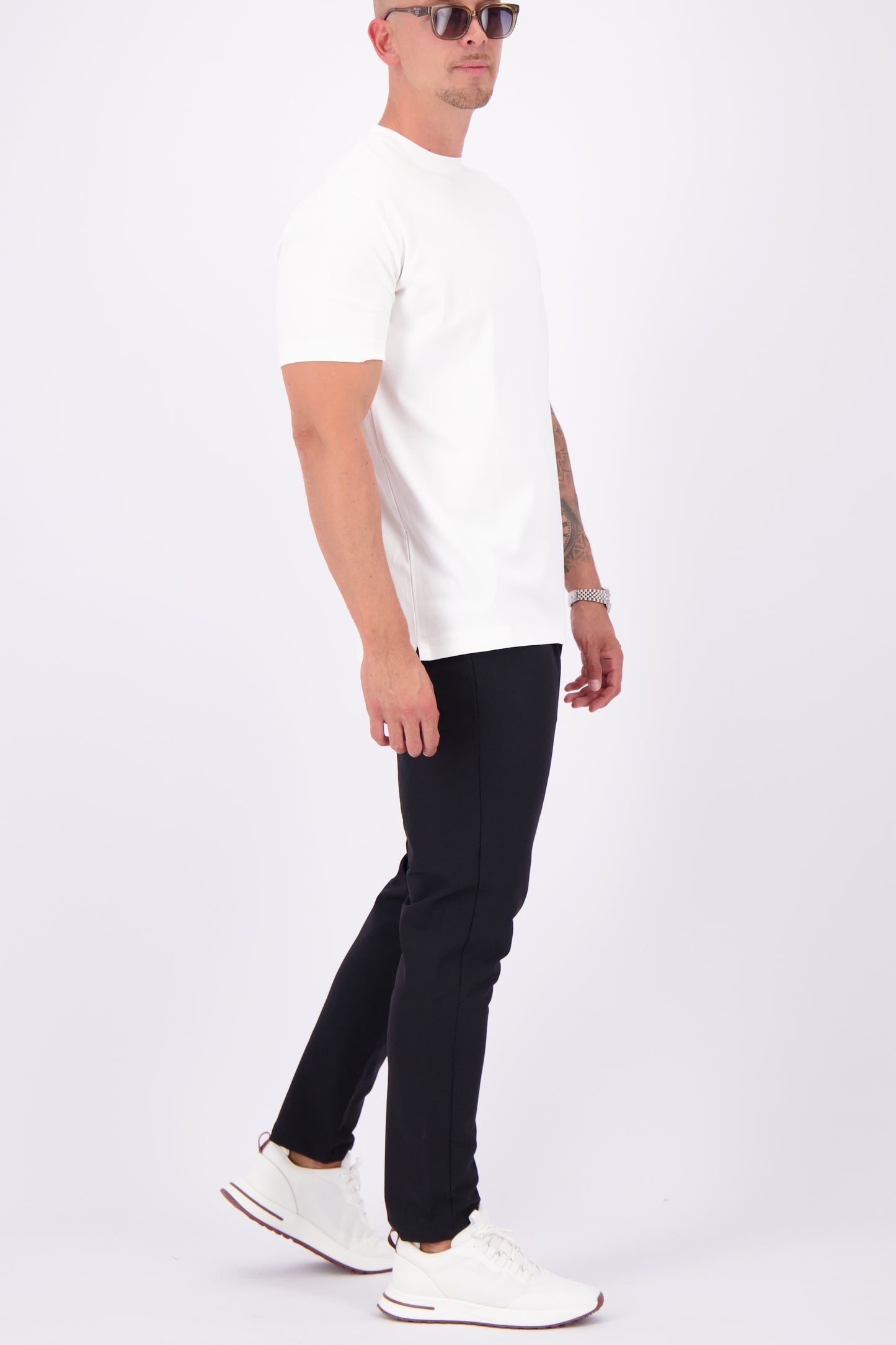 Mercerised tshirt glans tshirt wit white