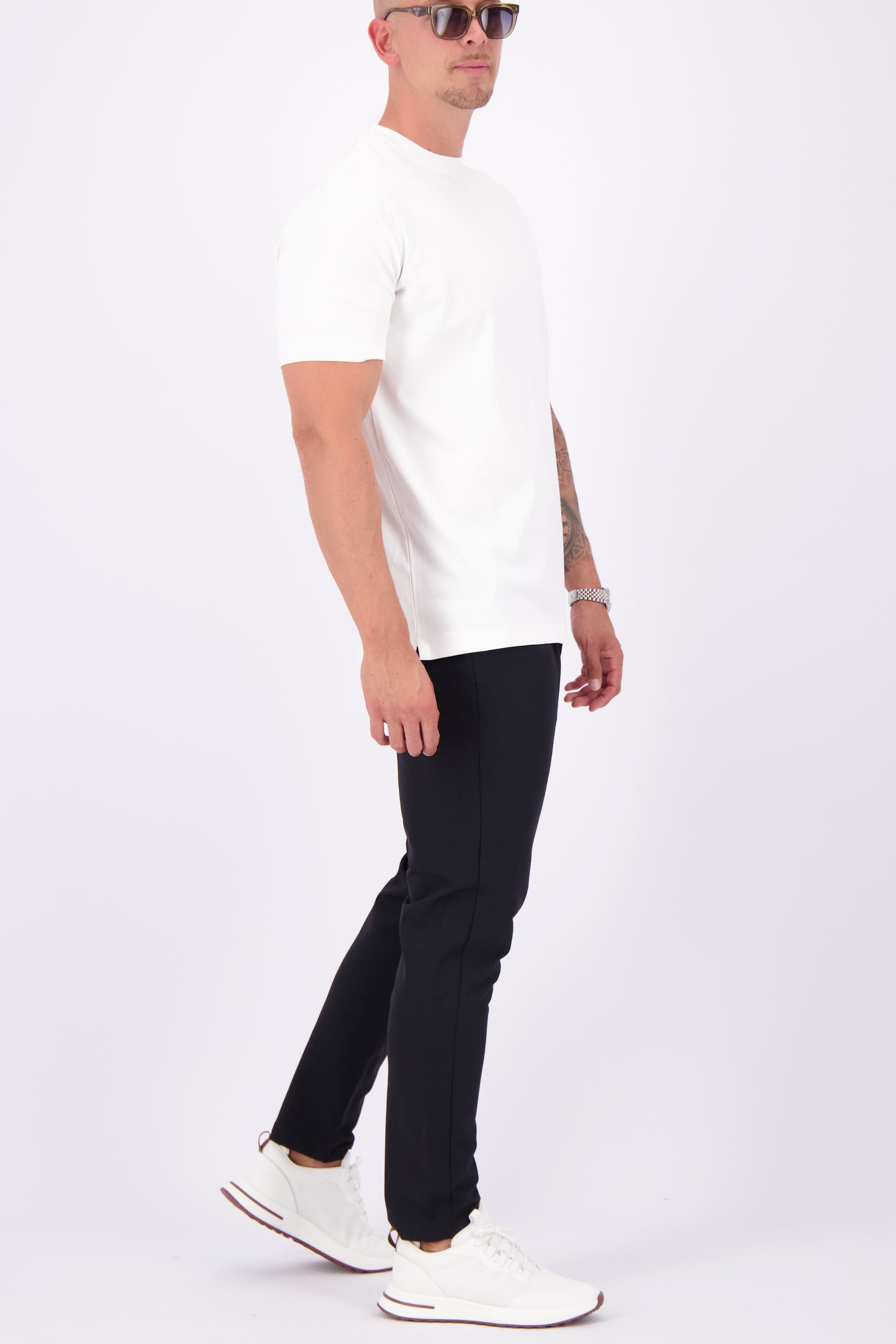 Mercerised tshirt glans tshirt wit white