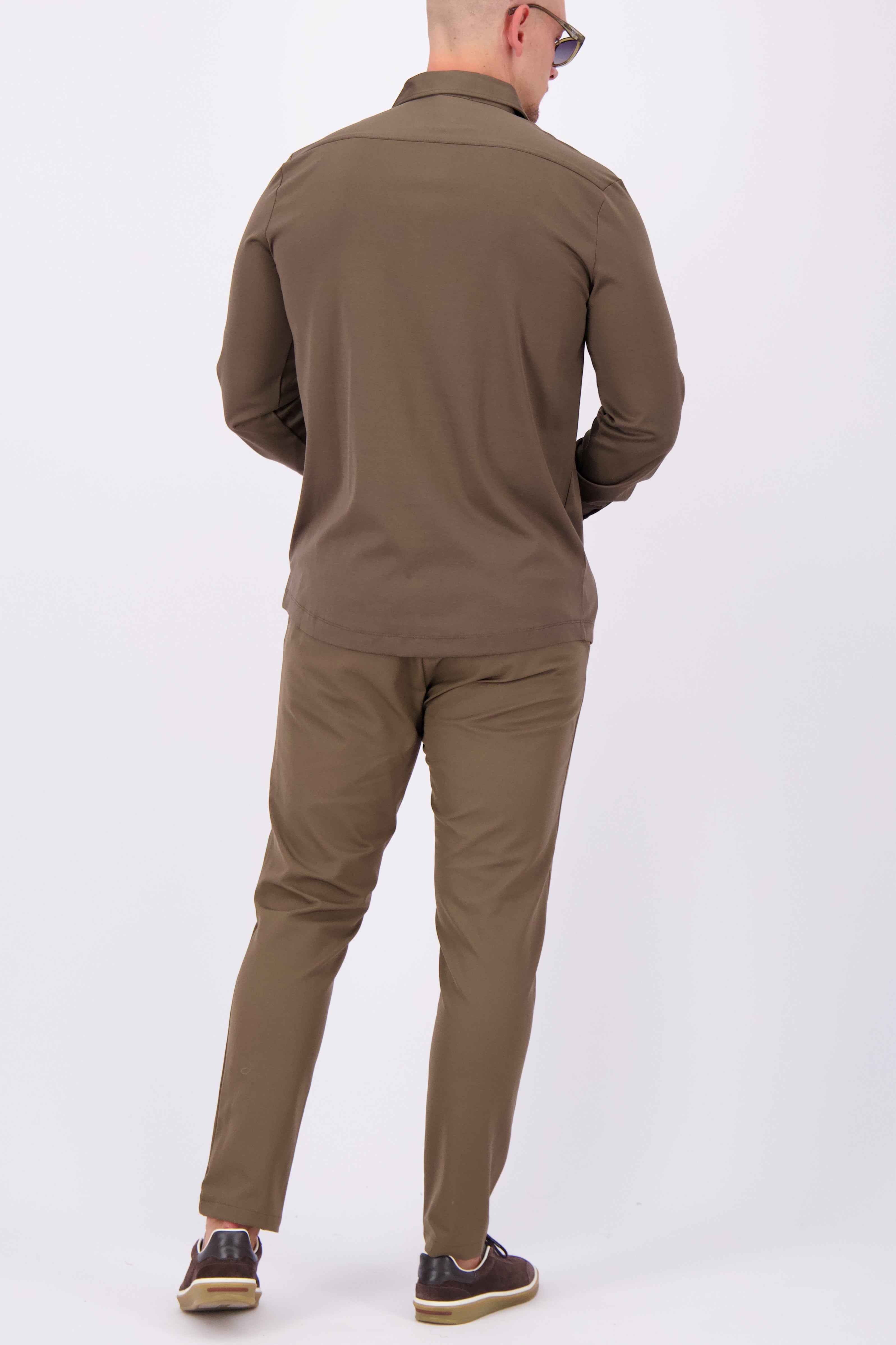 Les Brutes mercerised classic shirt coffee brown formal shirt overhemd bruin donkerbruin