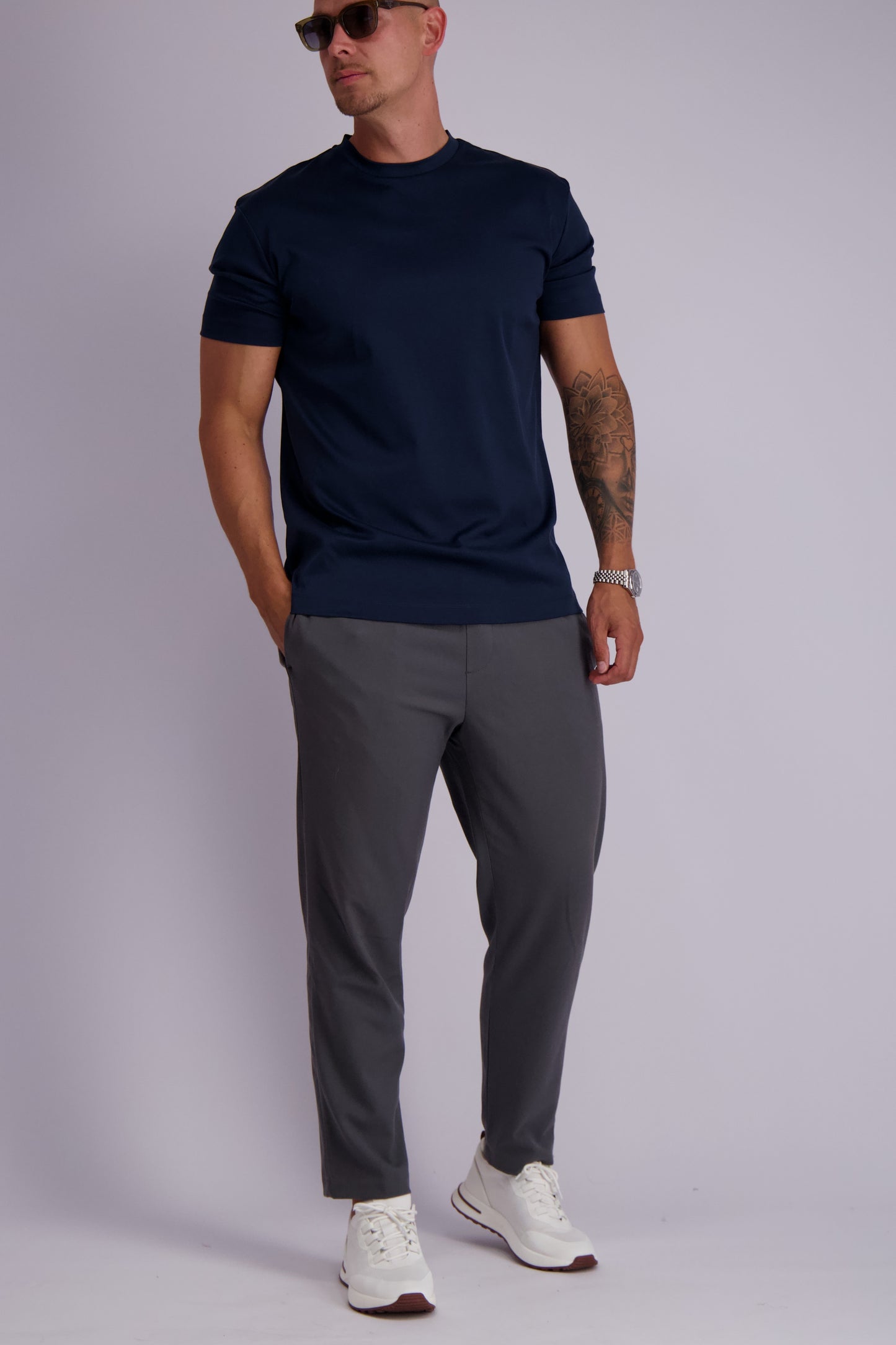 Les Brutes mercerised tshirt Navy blue glans t-shirt donkerblauw marine blauw
