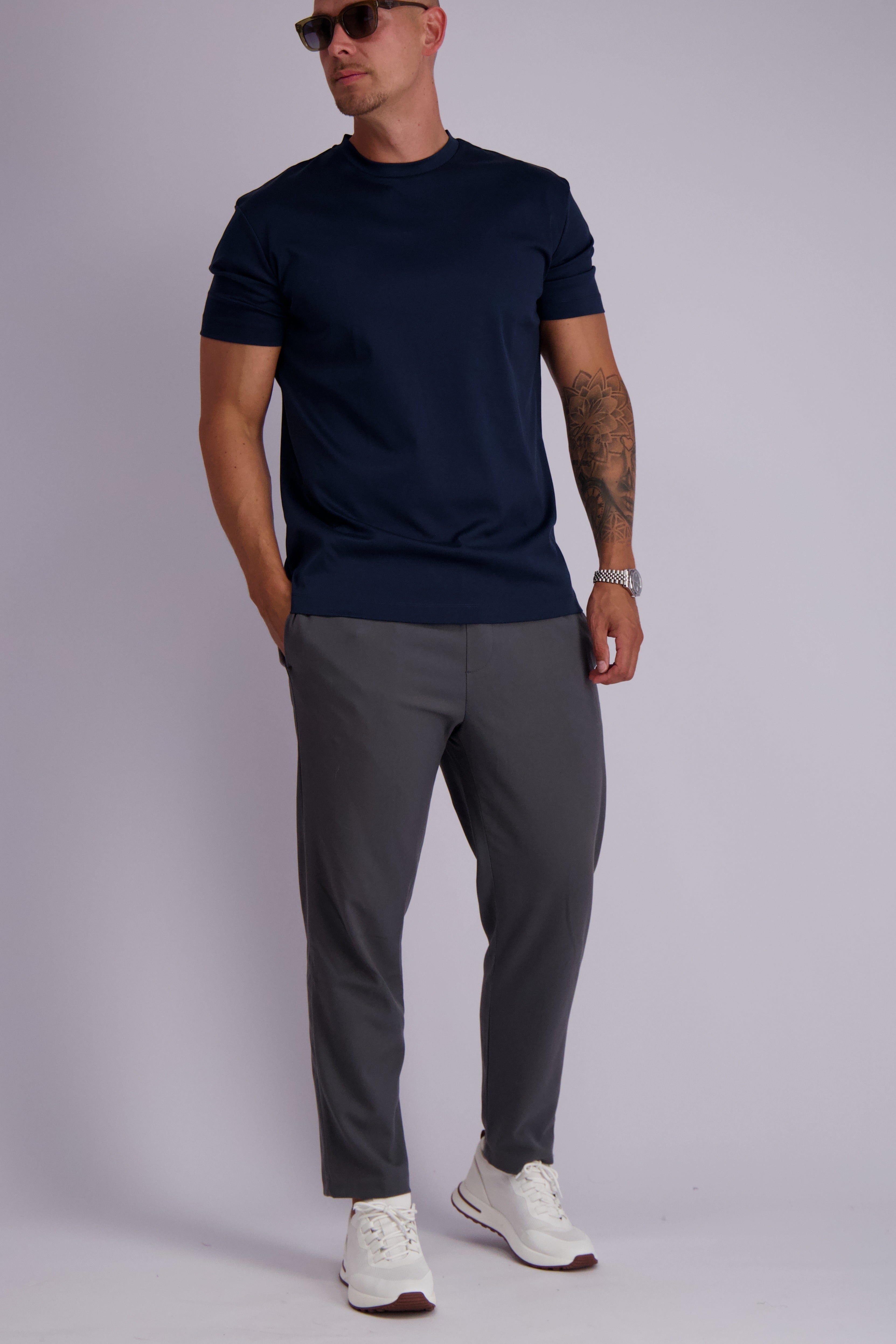 Les Brutes mercerised tshirt Navy blue glans t-shirt donkerblauw marine blauw