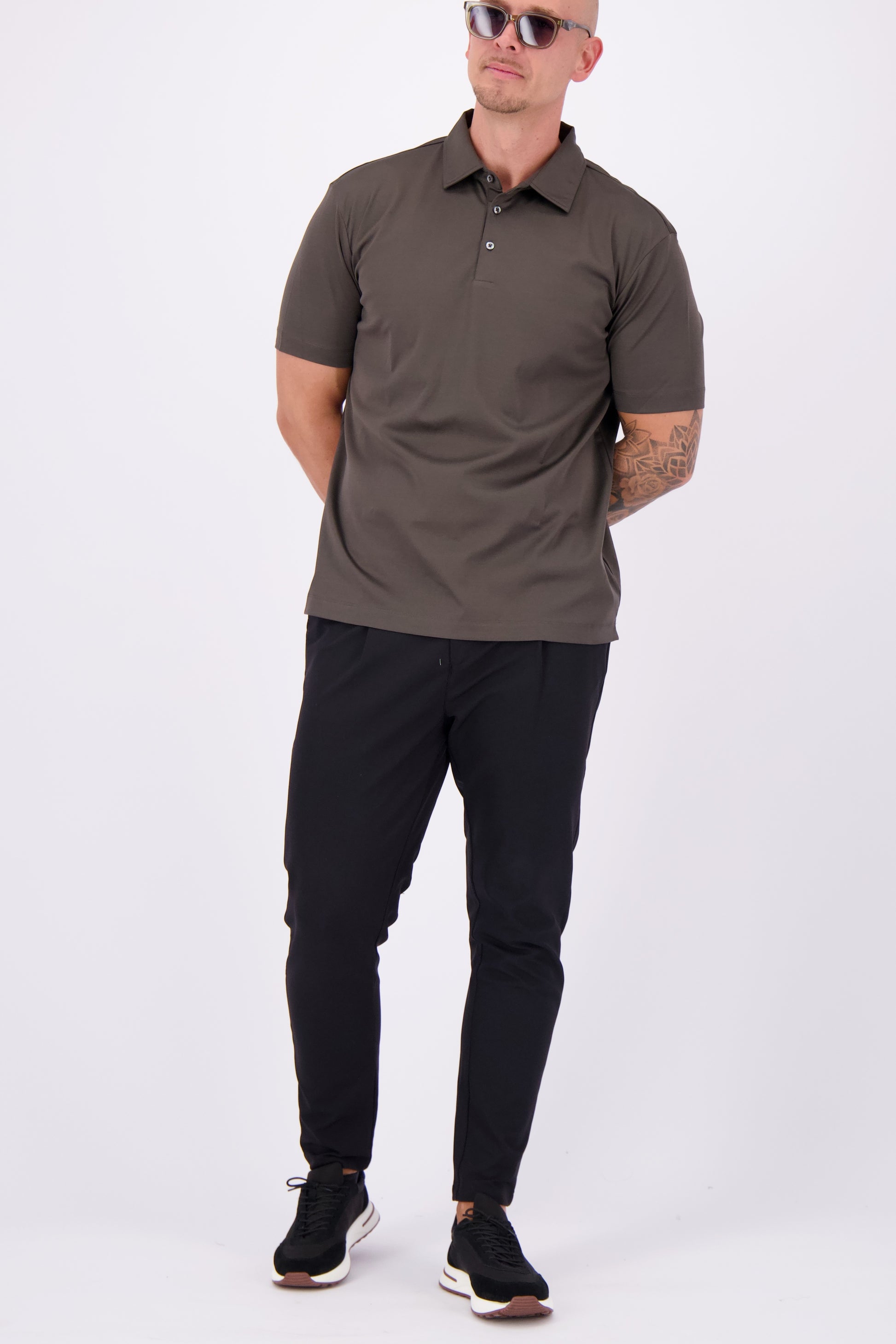 Les Brutes mercerised polo shirt dark forest green glans polo donkergroen