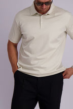 Les Brutes mercerised polo pearl white glans polo shirt wit 