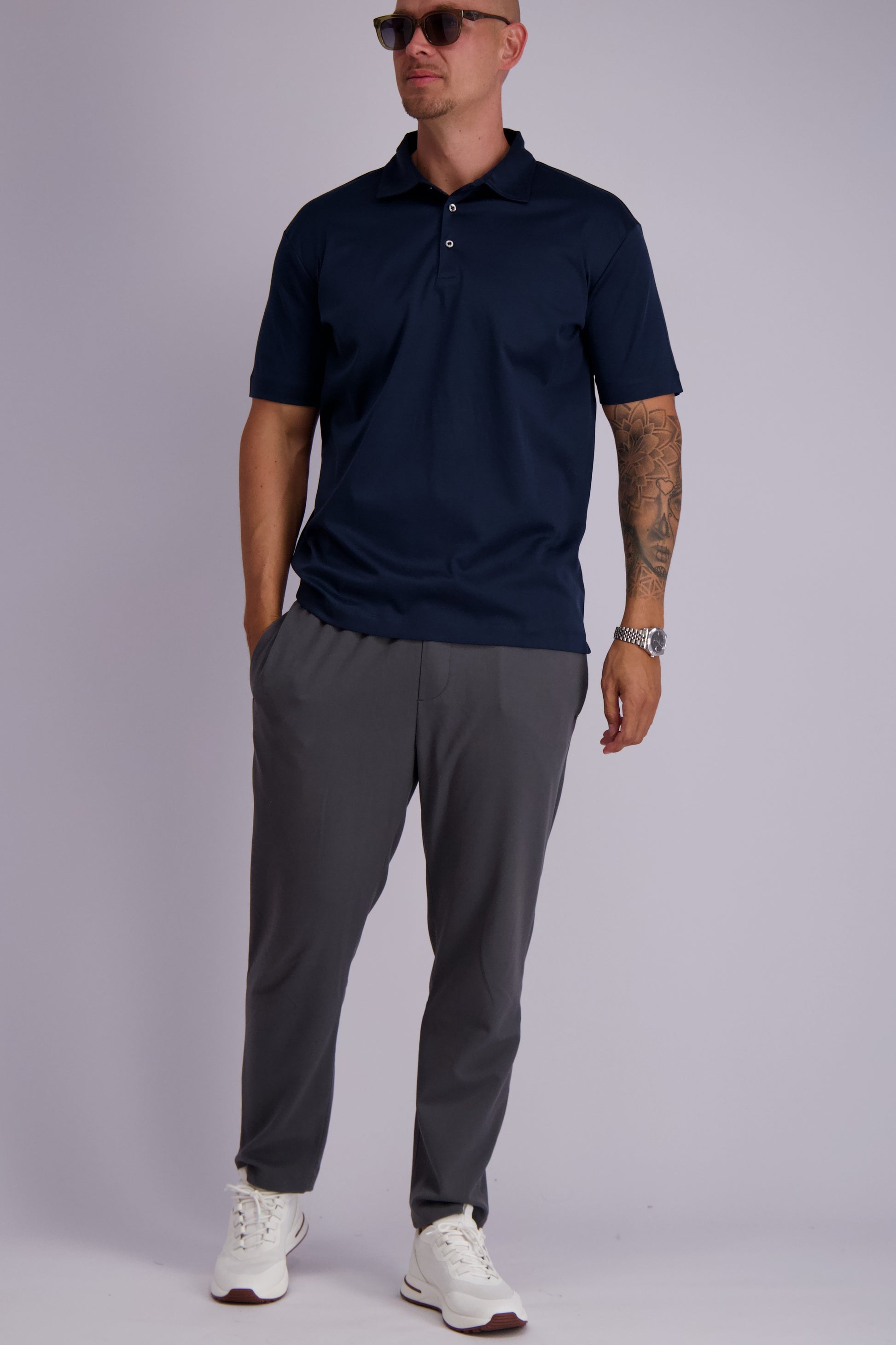 Les Brutes mercerised polo shirt dark blue navy glans polo donkerblauw