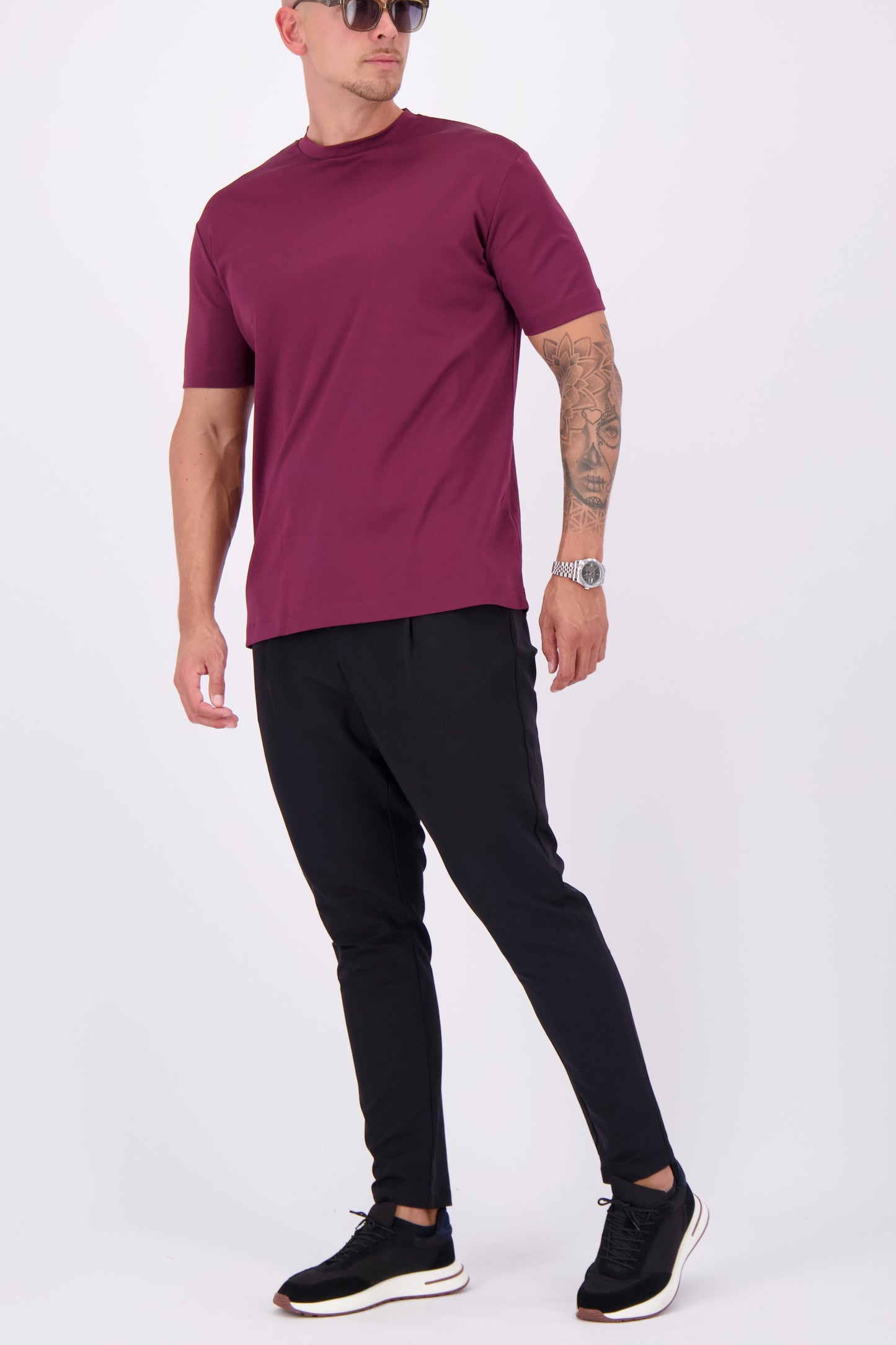 Les Brutes t-shirt bordeaux burgundy red mercerised
