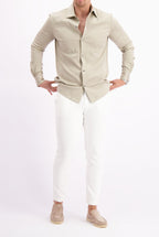 Les Brutes shirt beige mercerised overhemd taupe beige mercerised
