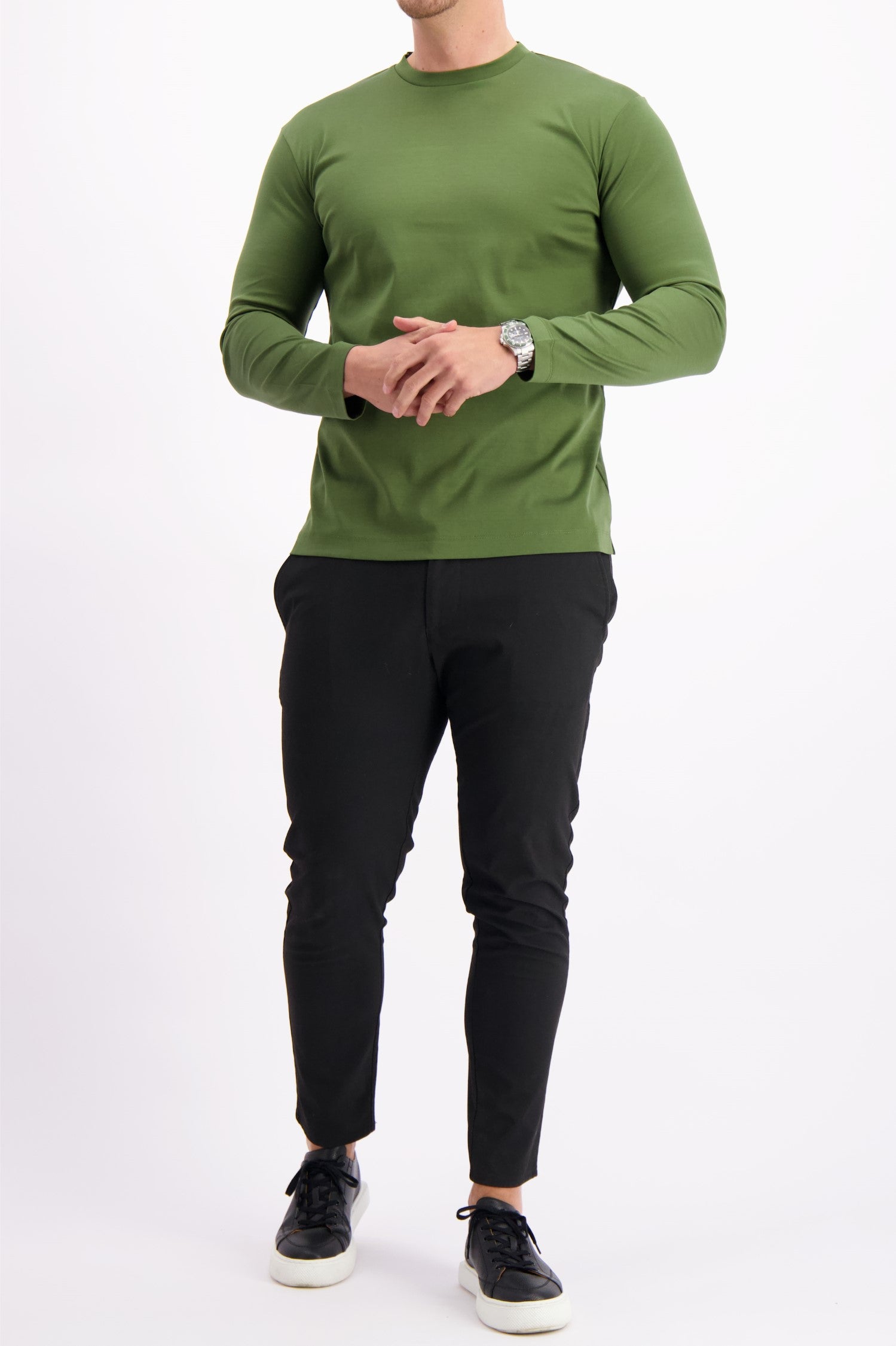 Les Brutes t-shirt longsleeve green tshirt lange mouw groen mercerised