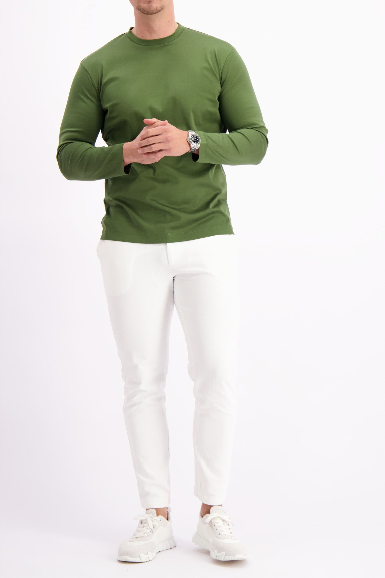Les Brutes t-shirt longsleeve green tshirt lange mouw groen mercerised