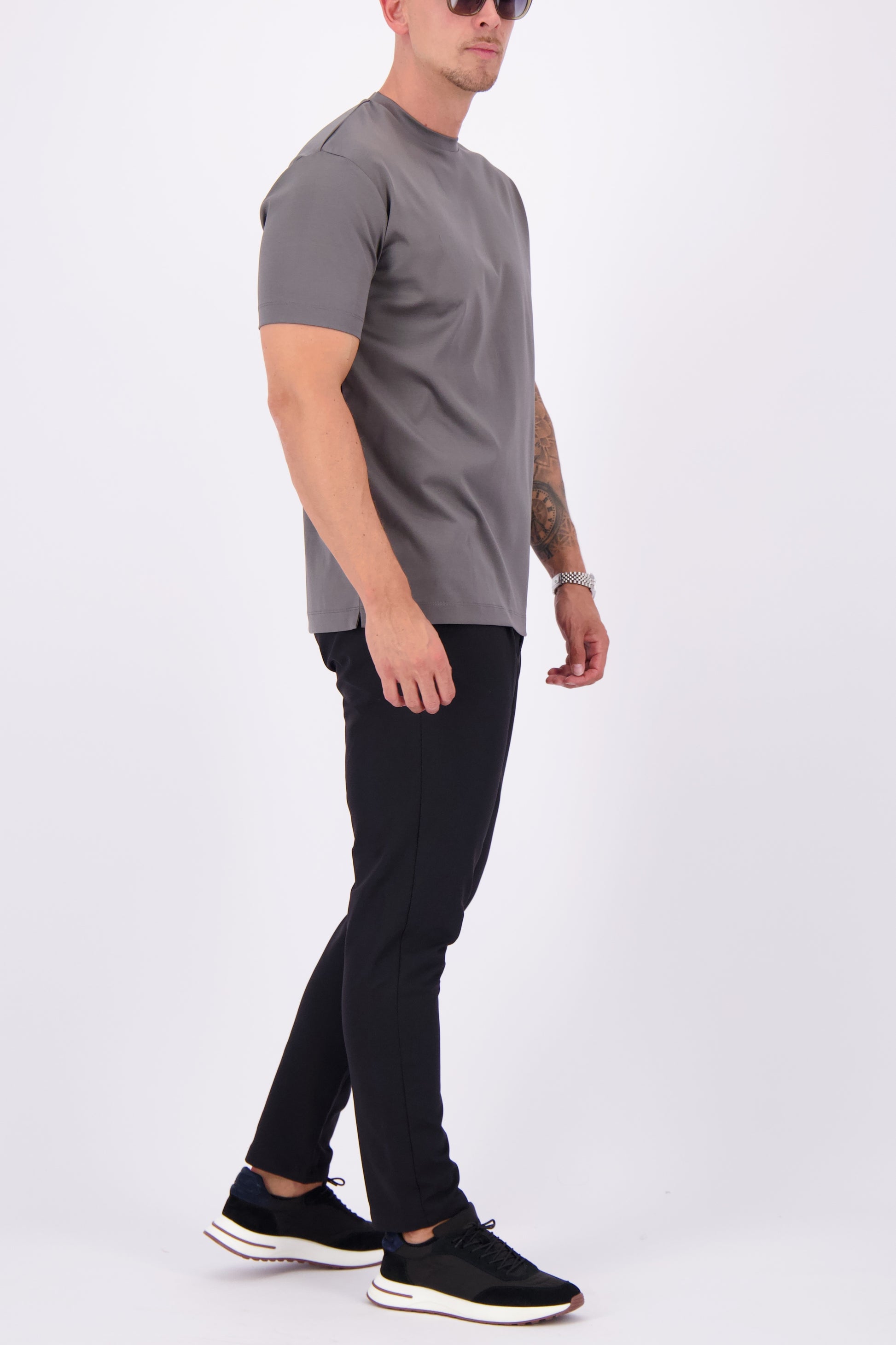 Les Brutes mercerised tshirt grey glans t-shirt grijs donker grijs