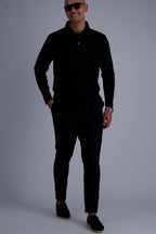 Les Brutes luxury outfit polo mercerised long sleeve in black