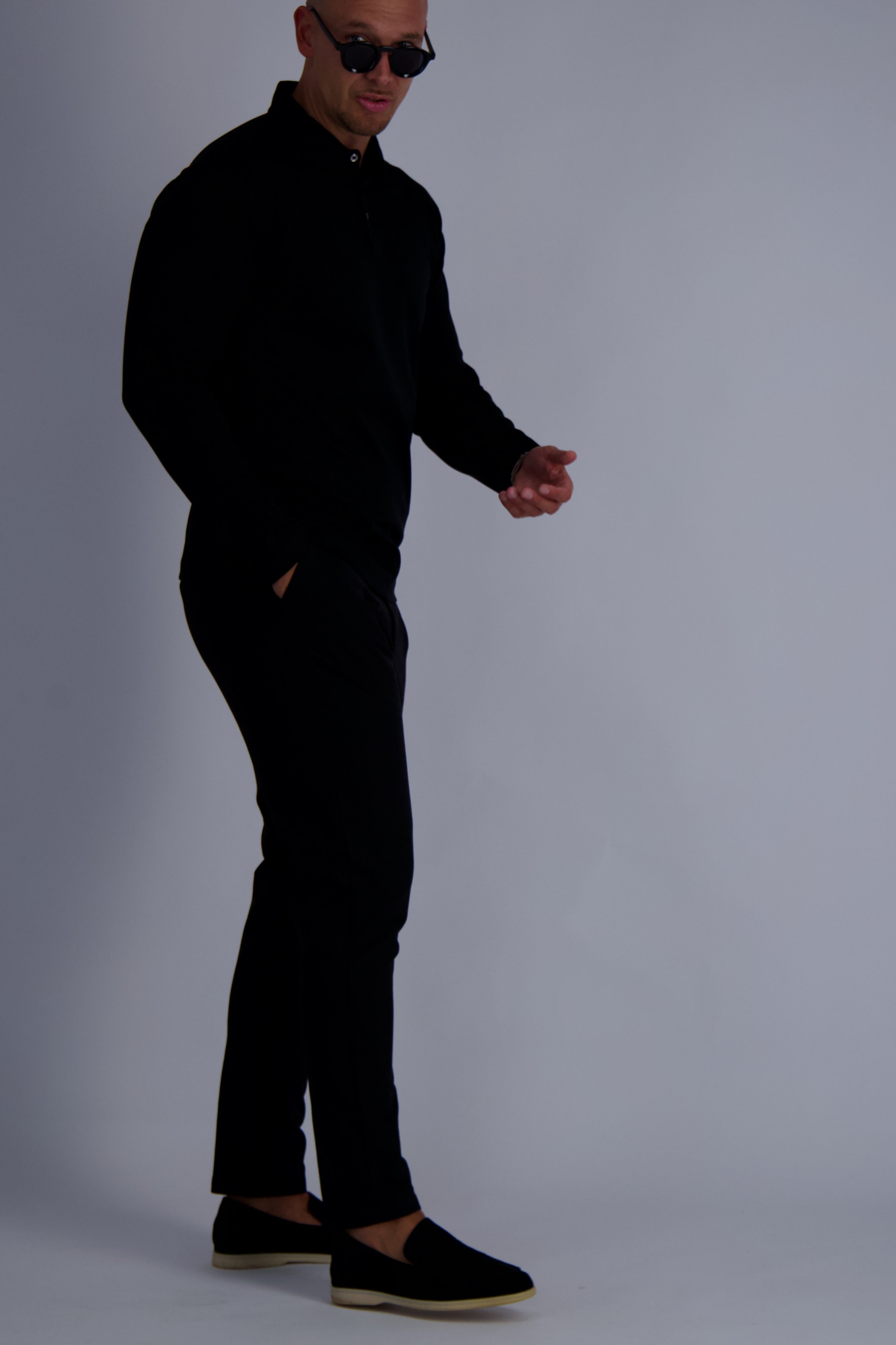 Luxury outfit Les Brutes polo mercerised cotton in black