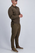 Smart casual men outfit featuring the coffee mercerised polo 